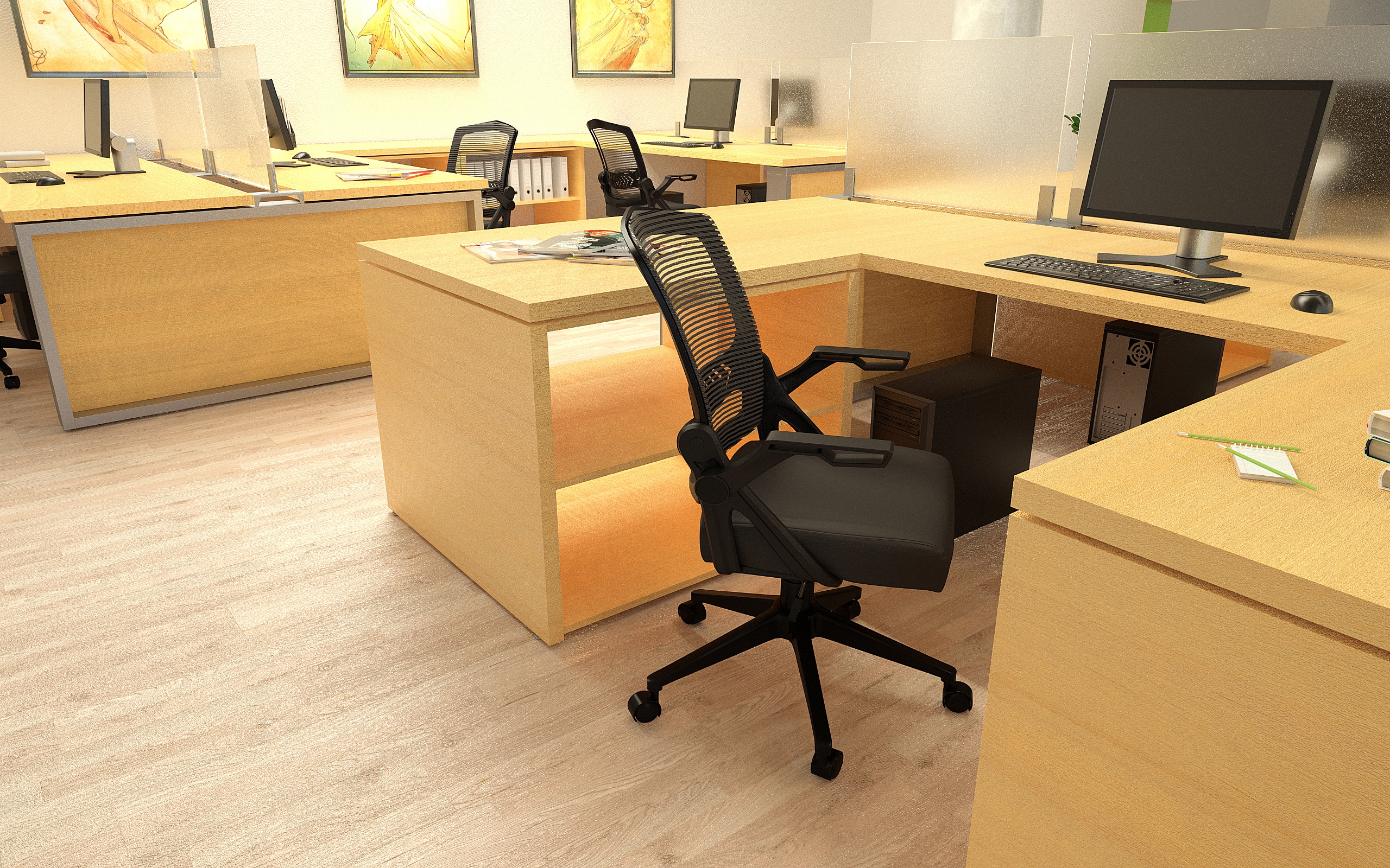 Adjustable Black Mesh Task Chair with Flip Arms