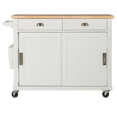 Linon White Wood Base With Mdf Top Rolling Kitchen Cart 44 In X 20 36 The Islands Carts Department At Com - Linon Home Decor Kitchen Cart Instructions