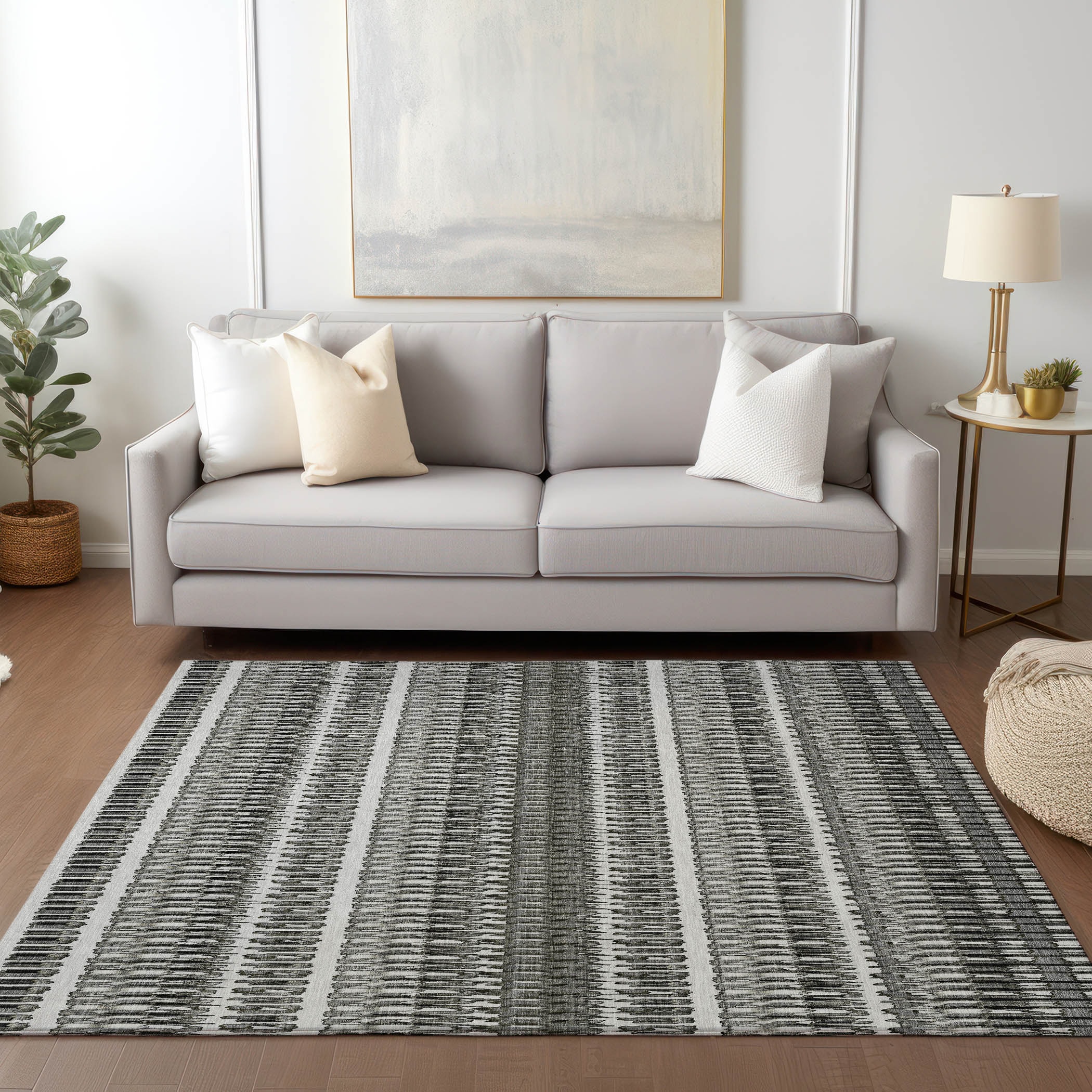 Addison Rugs ACN589GY9X12 Chantille ACN589GY 9 x 12 (ft) Polyester Gray Rectangular Indoor/Outdoor Abstract Machine washable Area rug
