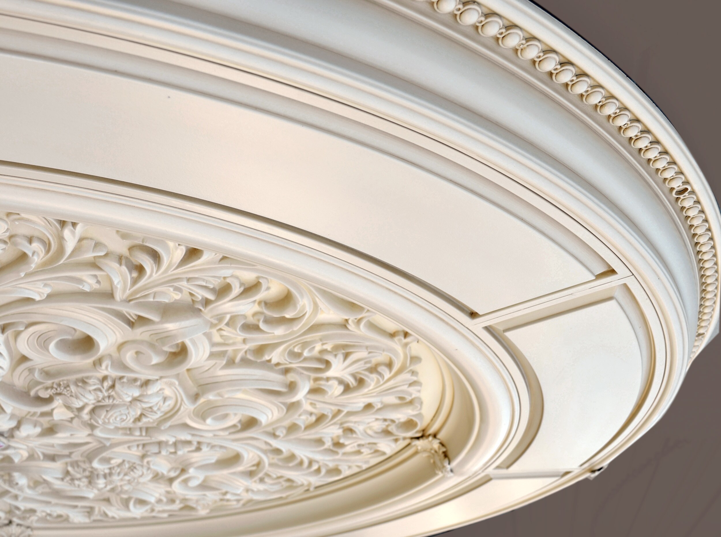 Alluring Carve Cream Round Ceiling Medallion