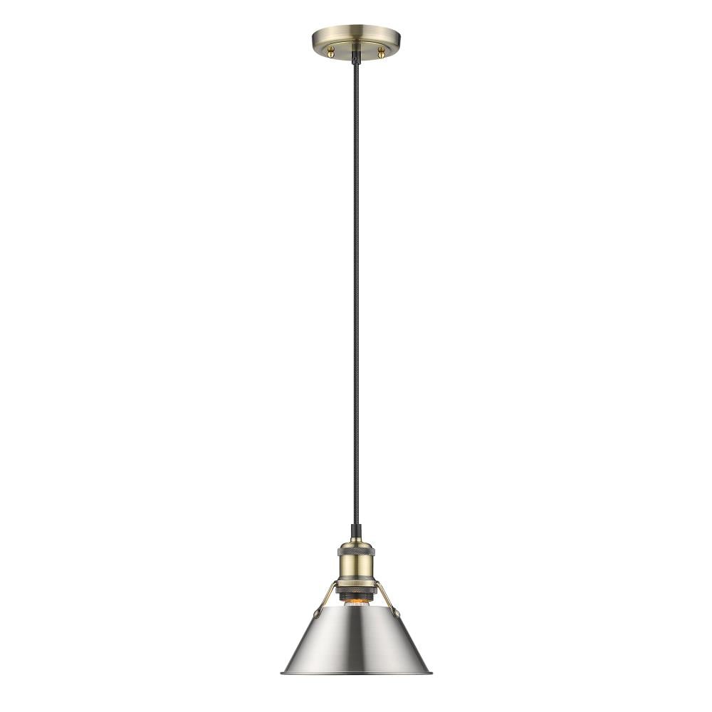 Golden Lighting 3306-S AB-PW Orwell Aged Brass Modern/contemporary Dome Mini Hanging Pendant light
