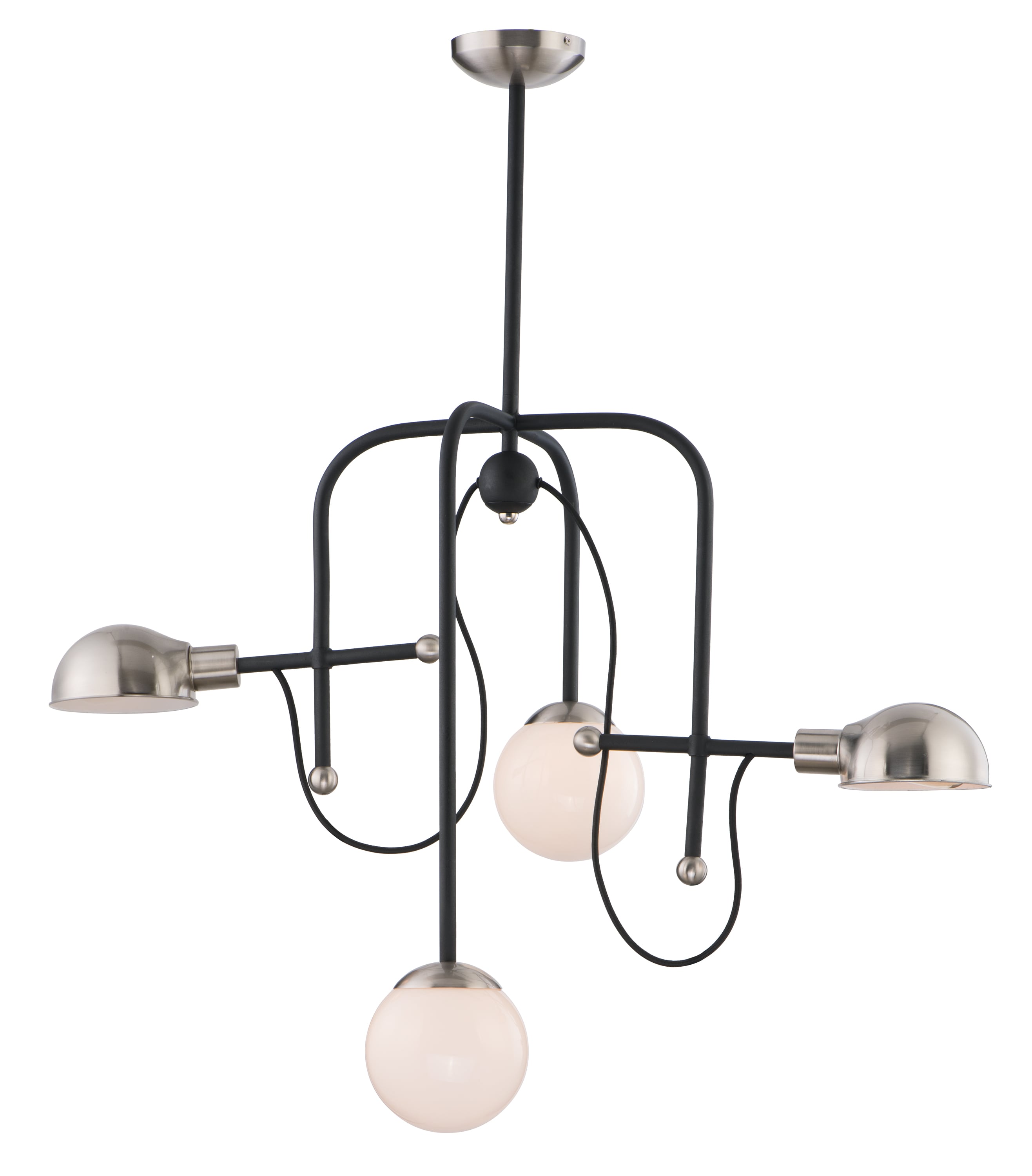Maxim Lighting 21666WTBKSN Mingle 4 -Light Multiple finishes Multiple colors Transitional For Use in Bedrooms, Dining Rooms, Foyers, Kitchens, Living Rooms Chandelier