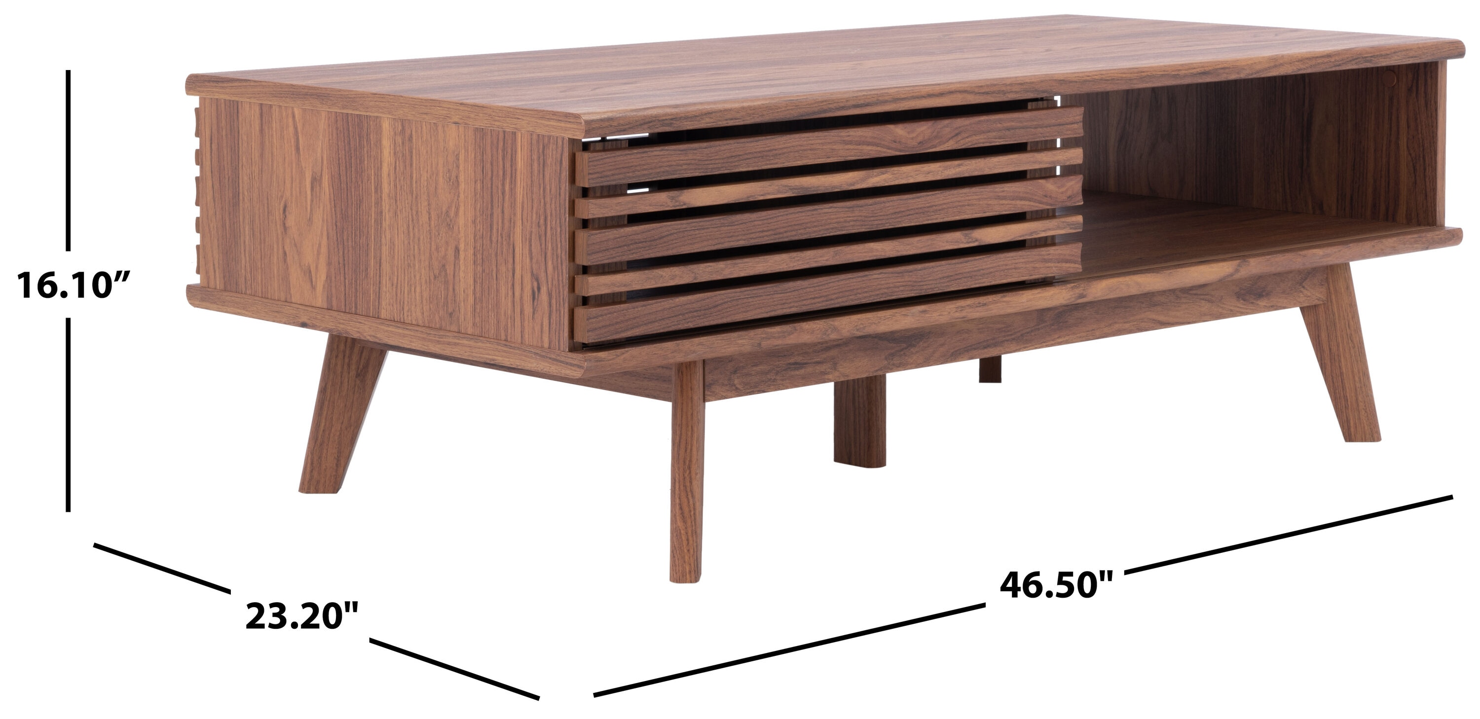 Rori Retro Chic Walnut Coffee Table with Metal Accents