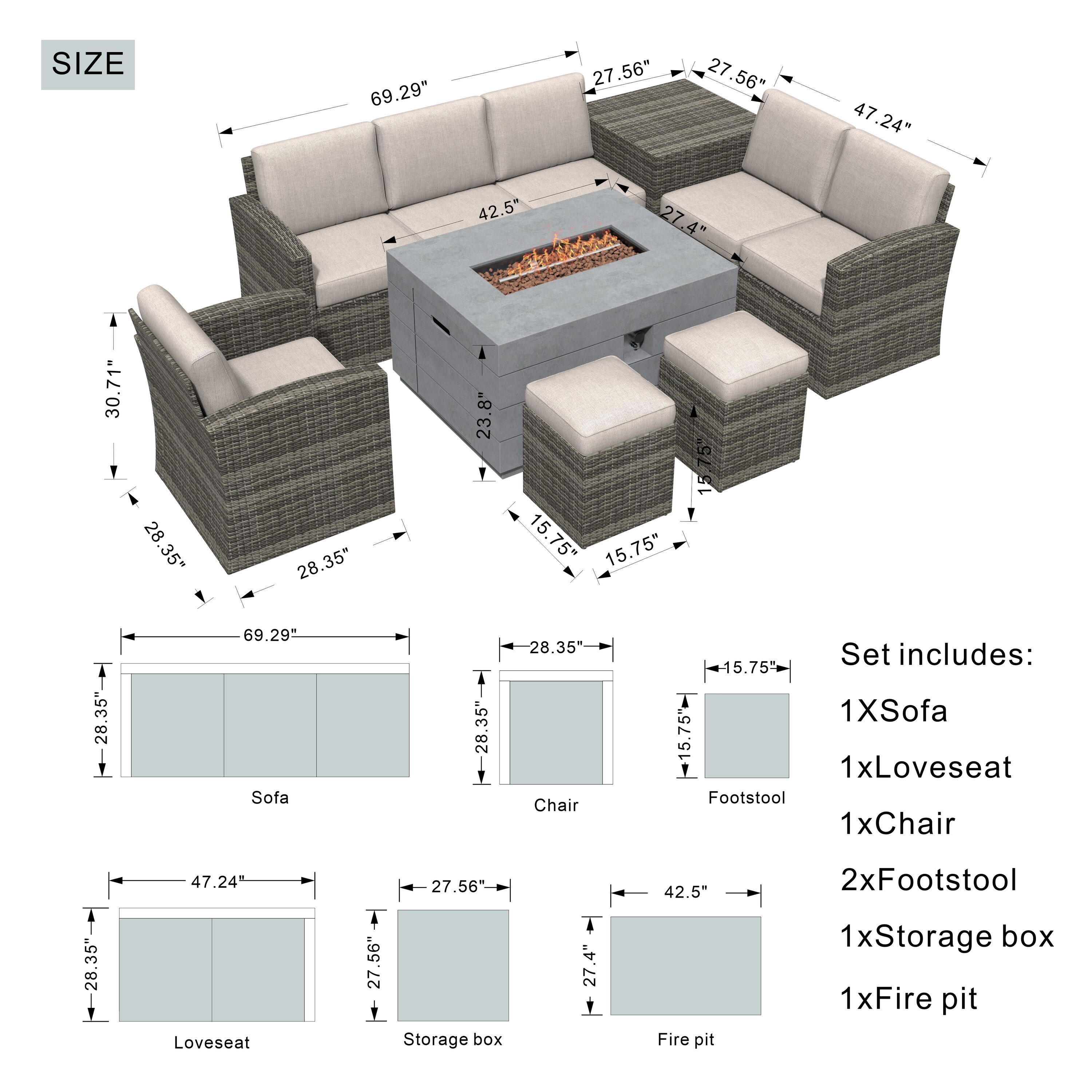 Moda Furnishings MAG-1403B-2150-G Patio-Conversation-Sets - View #13