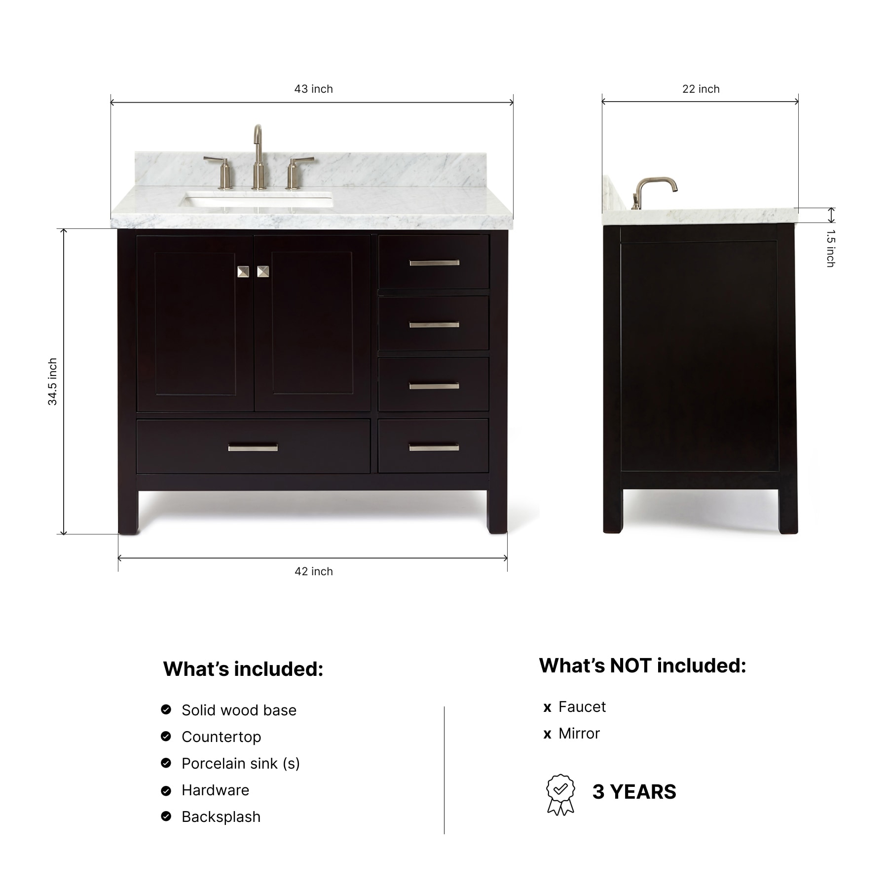 ARIEL A043SLCWRVOESP Bath-Vanity-Combo - View #3