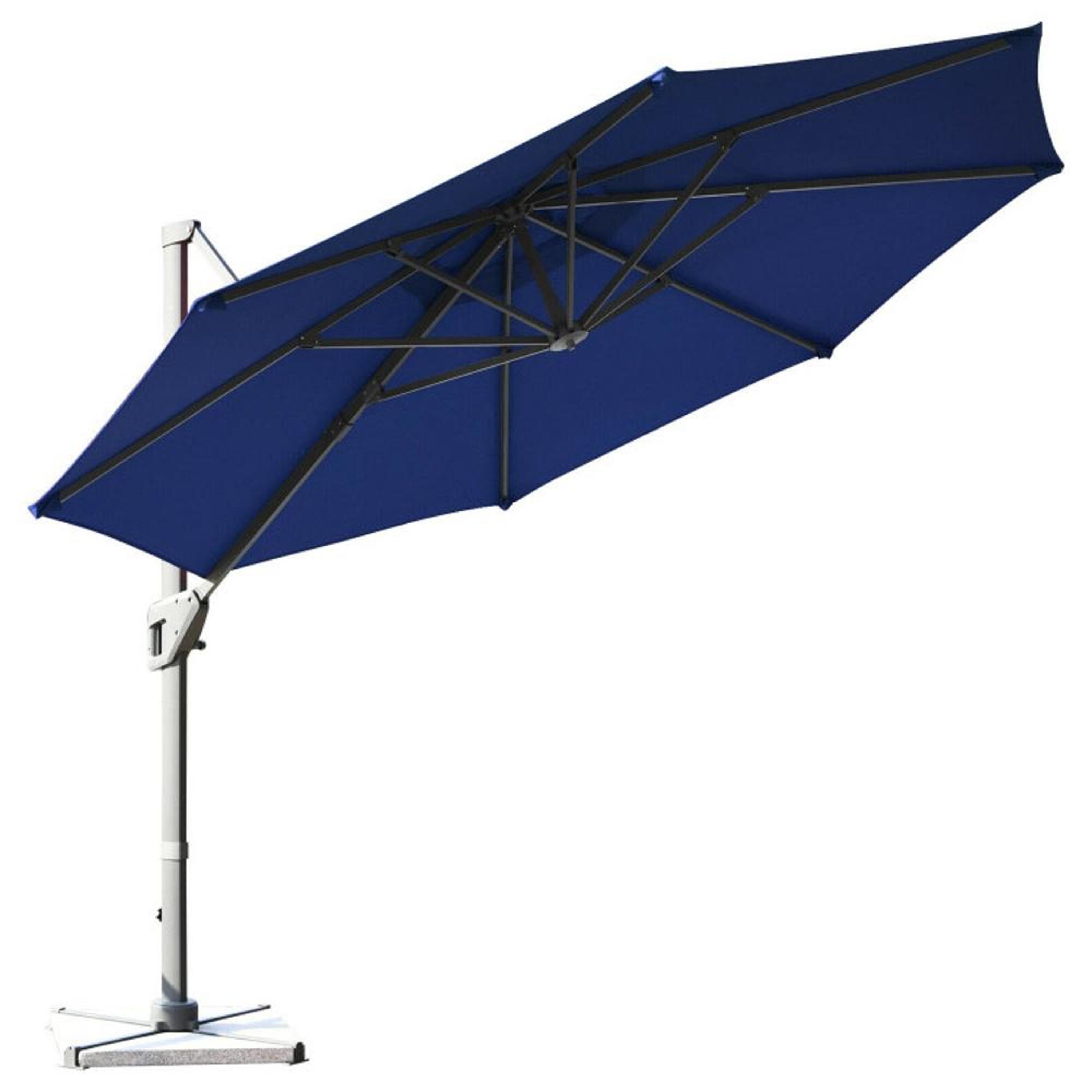 Clihome CL-NY10190 11-ft Aluminum Blue Crank Cantilever Patio Umbrella