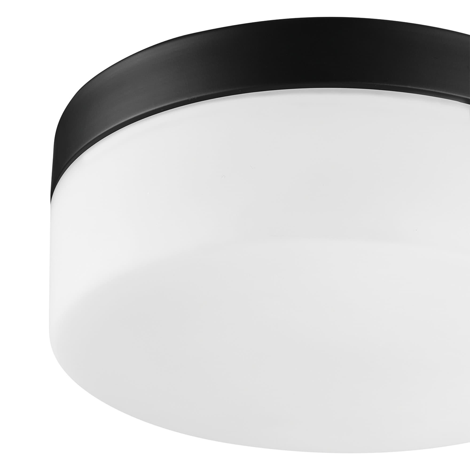 Modern Black Frosted Glass 13" LED Drum Ceiling Light