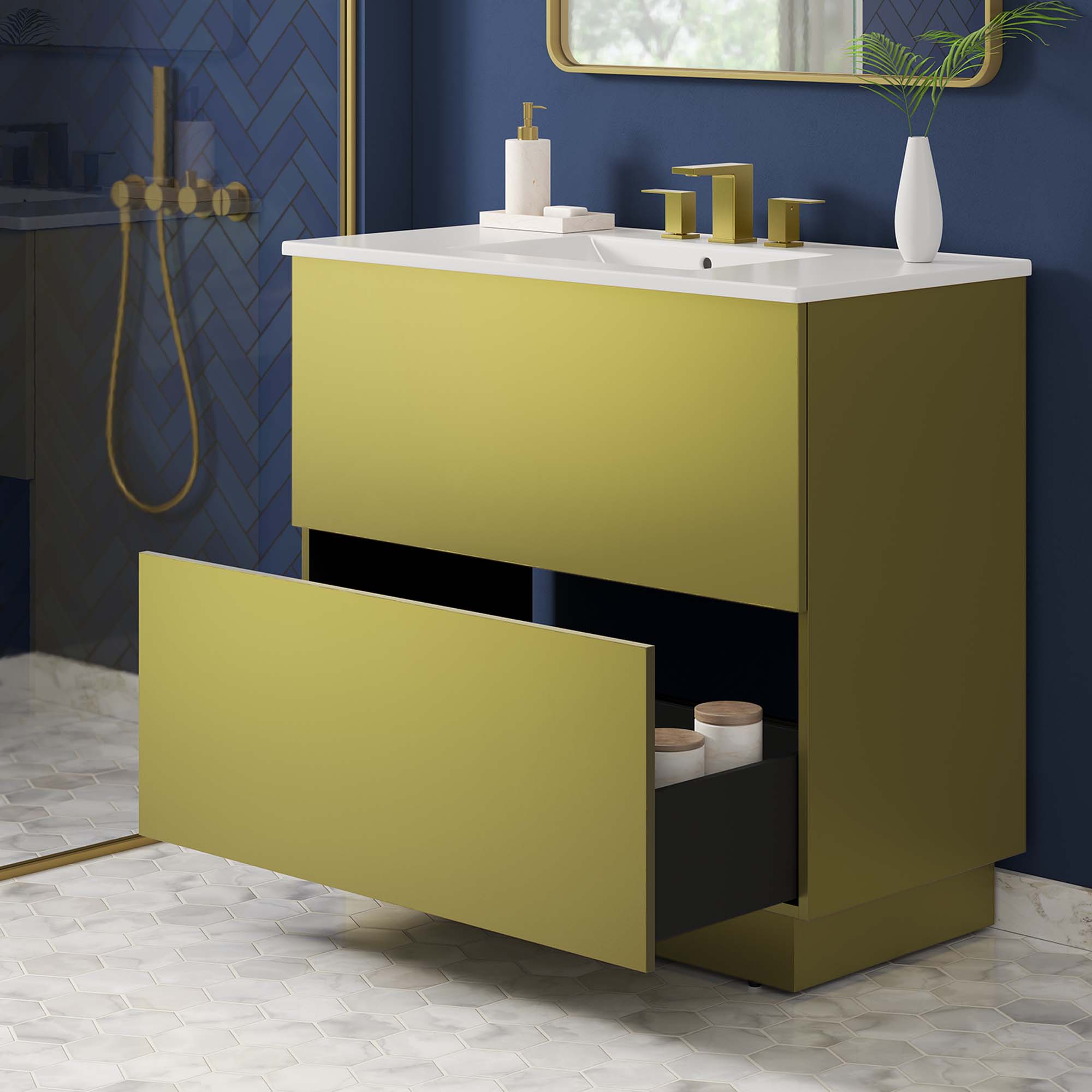 Modway EEI-6429-WHI-GLD Bath-Vanity-Combo - View #5