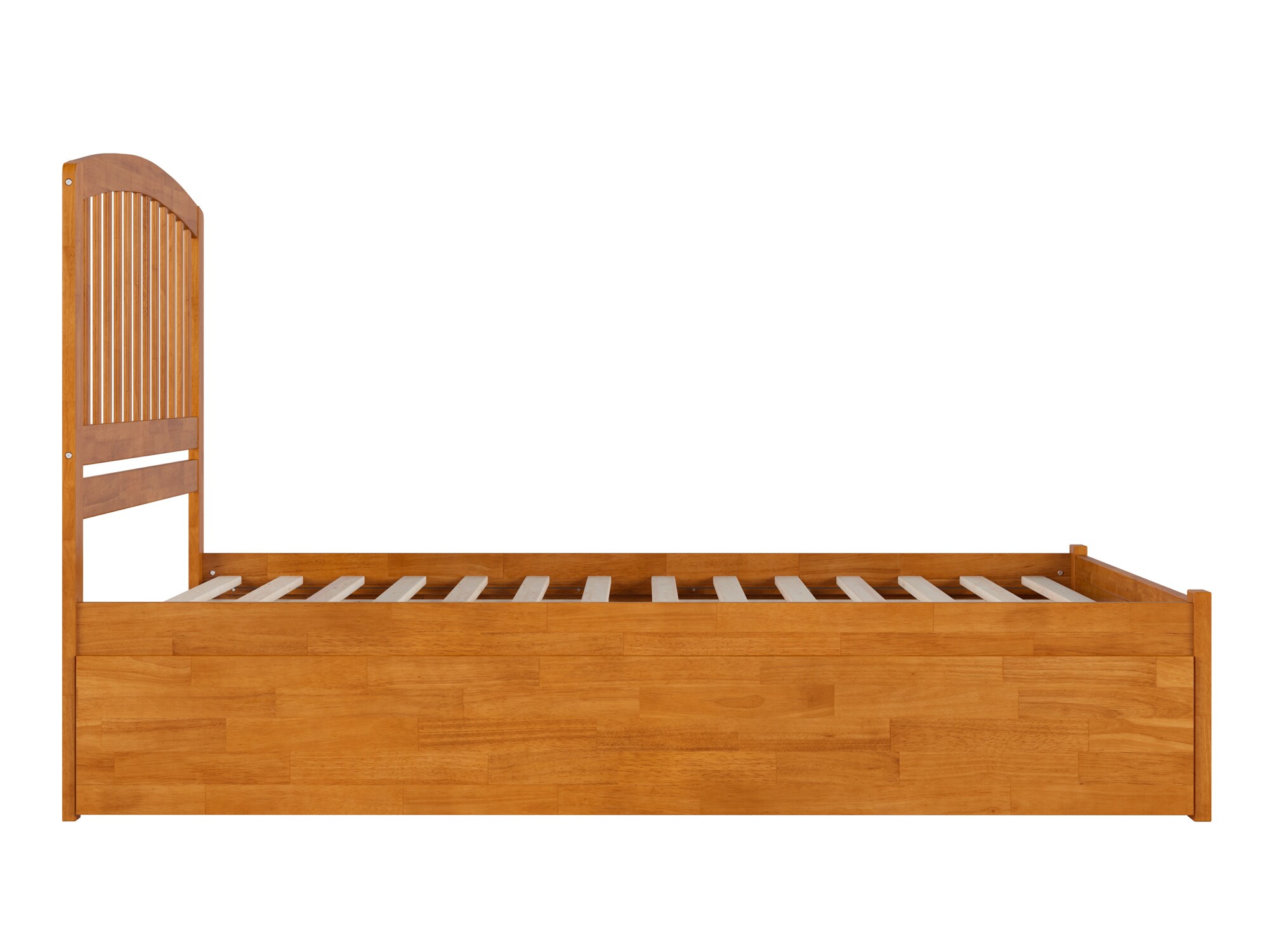 Light Toffee Queen Wood Platform Bed with Slatted Headboard