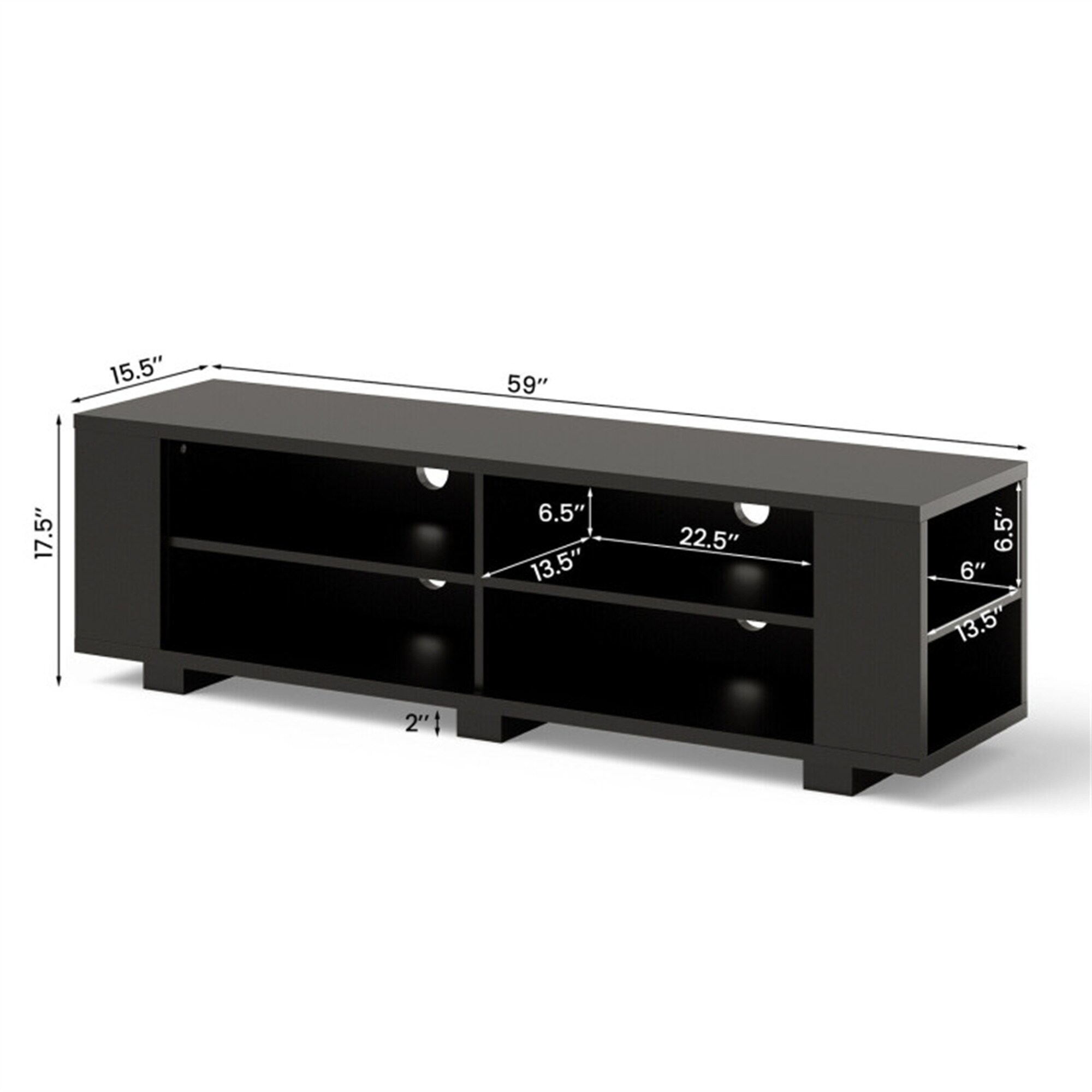 BABOOM MDF TV Stand Modern/Contemporary Black Tv Stand (Accommodates ...