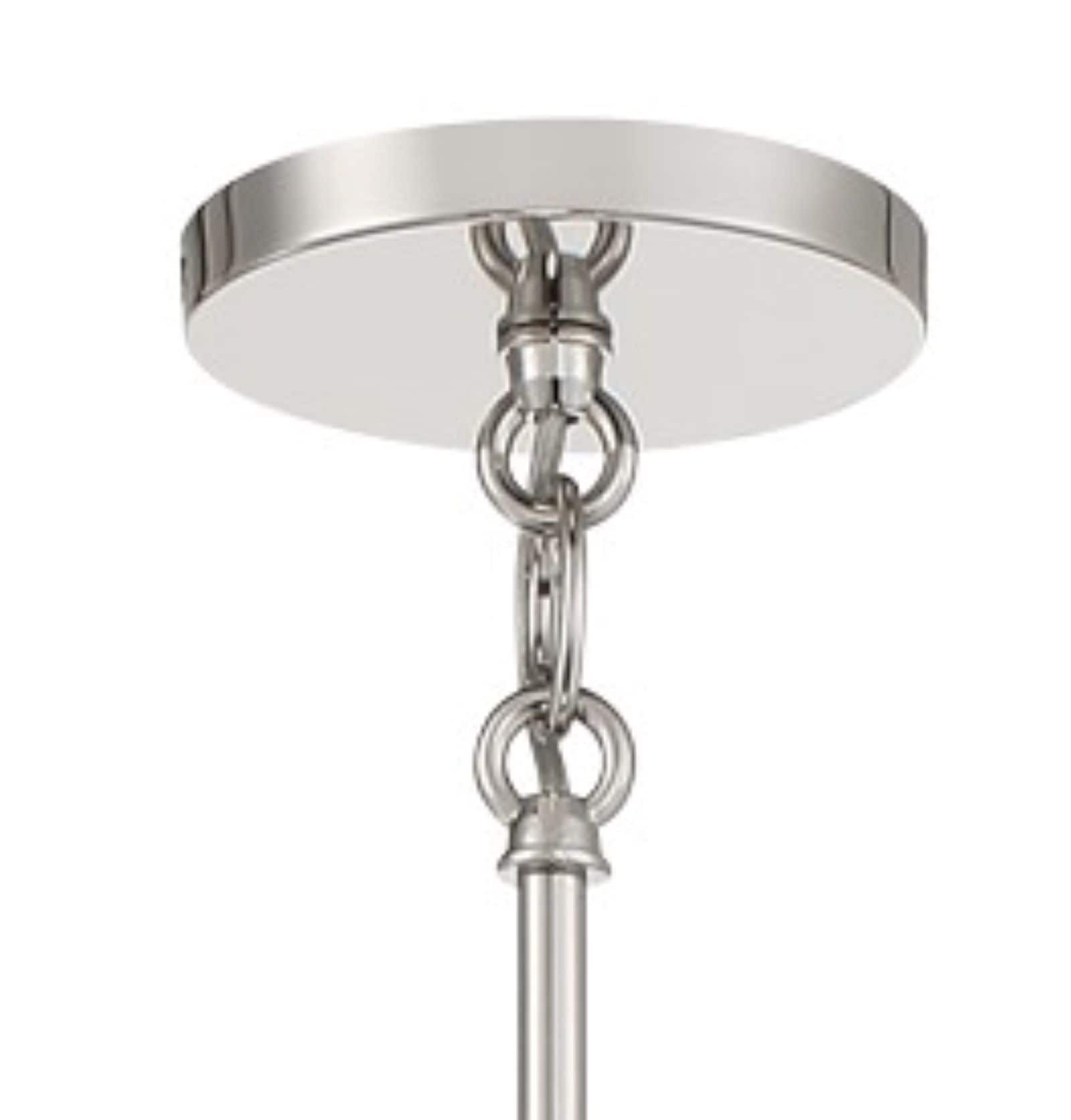 Palmetto 5-Light Drum Pendant in Polished Nickel with White Paper Shade