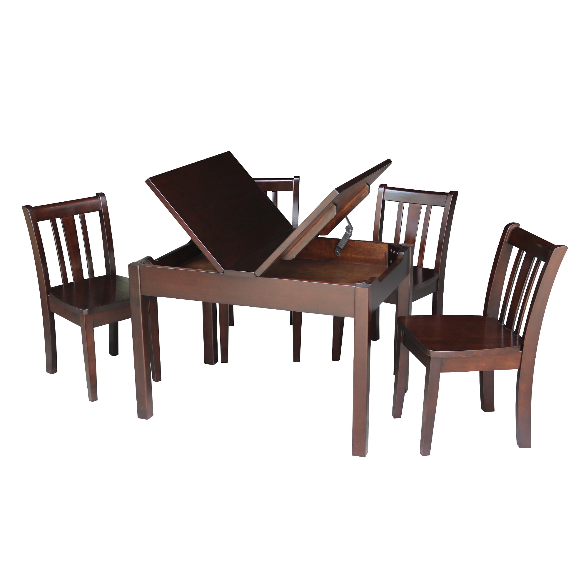 International Concepts K15-JT2532L-CC105-4 Rich Mocha Rectangular Kid's Play Table ( Set of 4 Chairs)