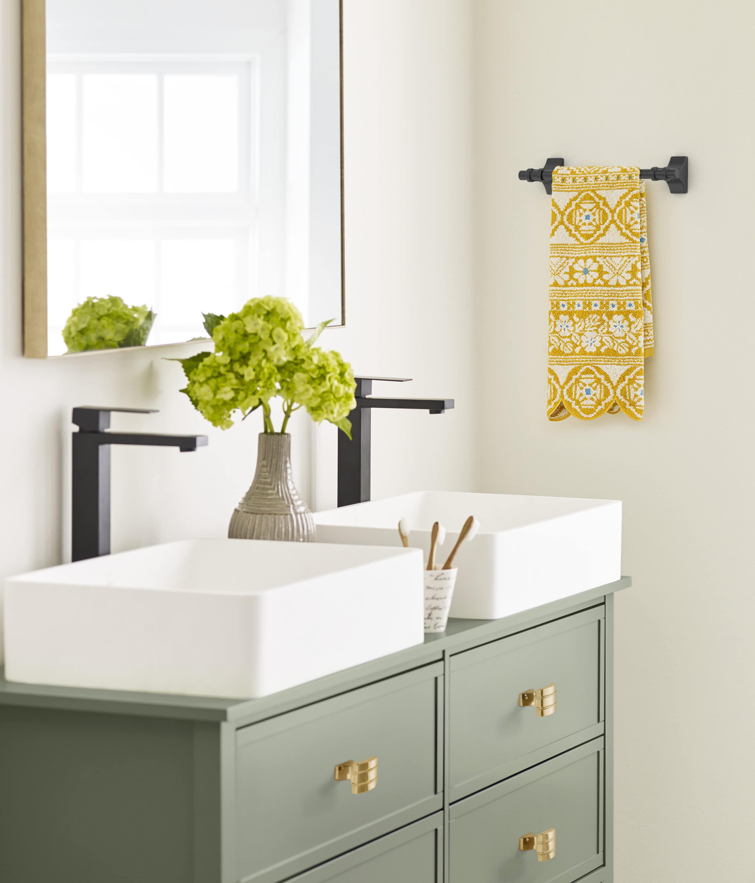 Matte Black Wall Mounted Towel Bar with Simple Lines