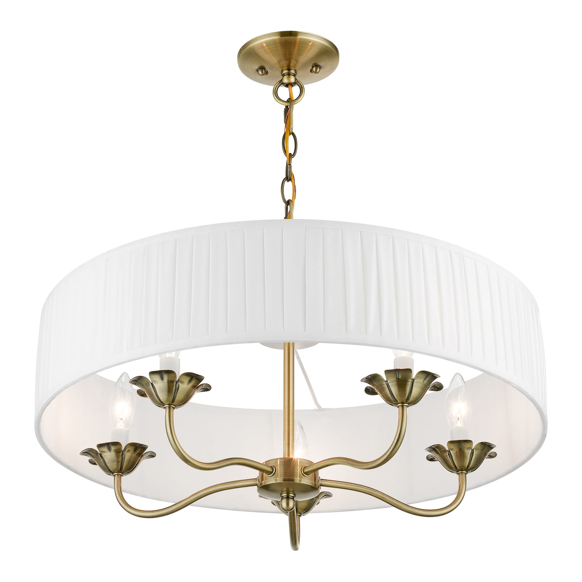 Edinburgh Antique Brass Mini Drum 5-Light Chandelier