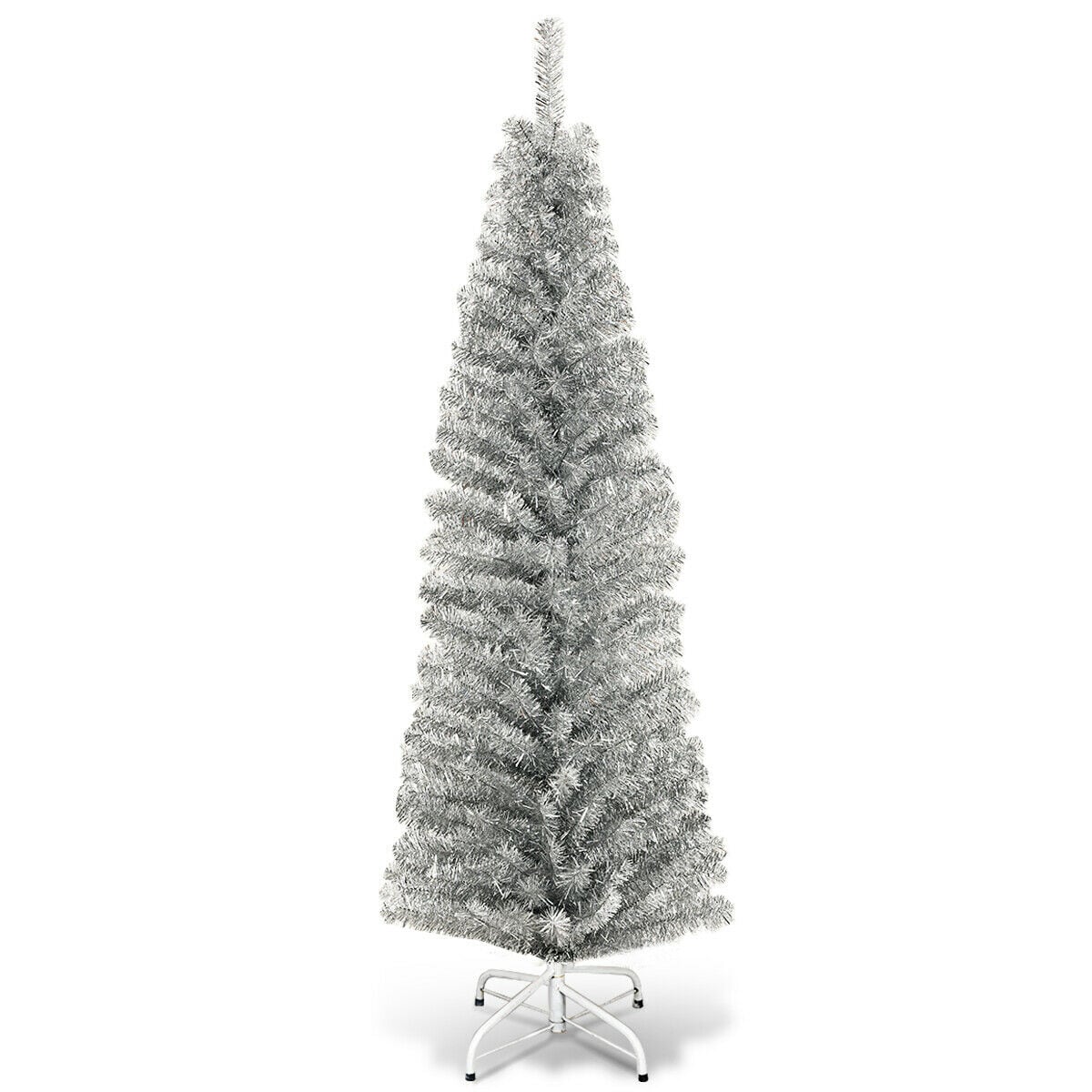 WELLFOR GD-X4Y0T-GN 6-Feet Pencil Silver Artificial Christmas Tree