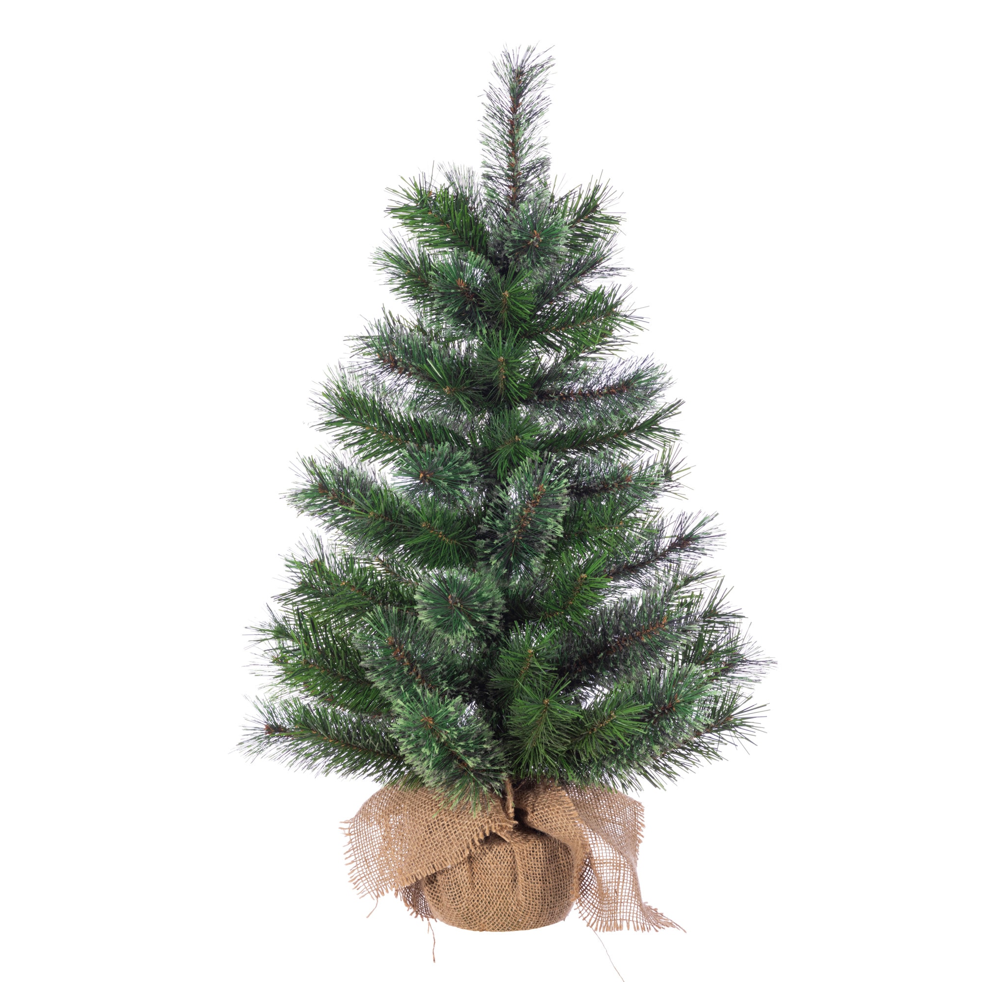 30" Green Pine Artificial Christmas Tree Set with Burlap Base