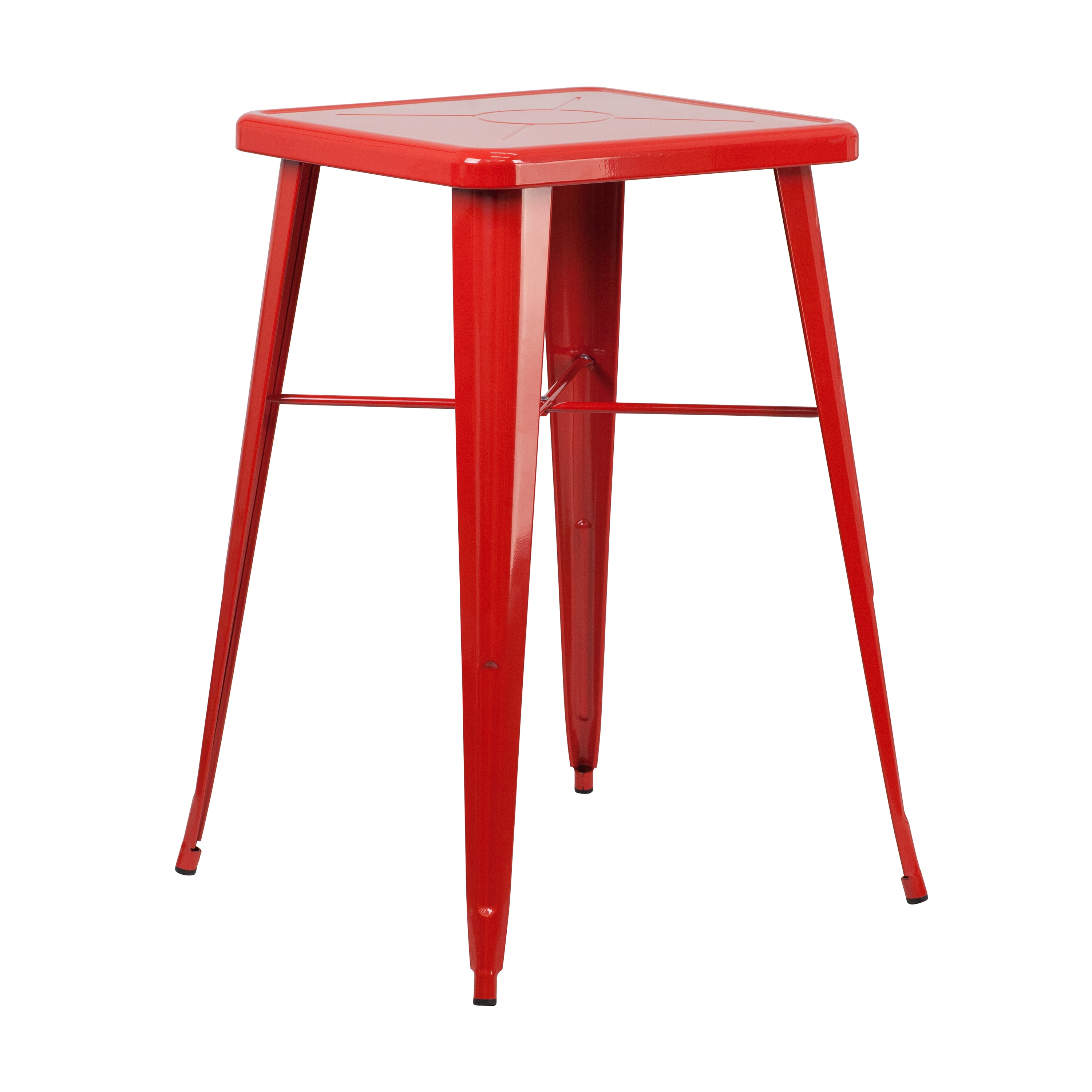 Merrick Lane 196861575969 Retta Bar Height Patio Dining Table with Red Metal Frame and 23.75-in Square Top