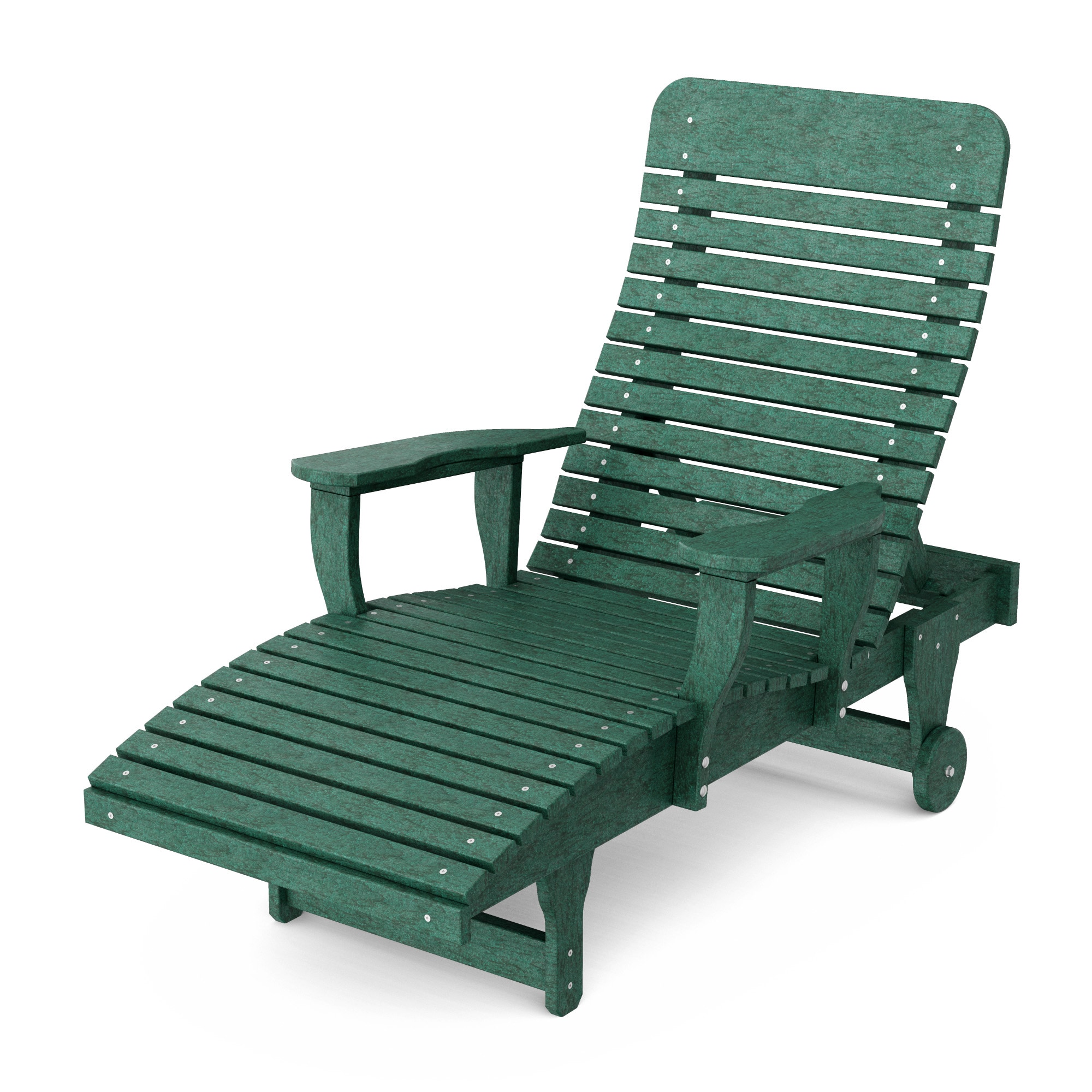 Wildridge LCC-460-TG Signature Turf Green Plastic Frame Stationary Chaise Lounge Chair with Green Slat Seat