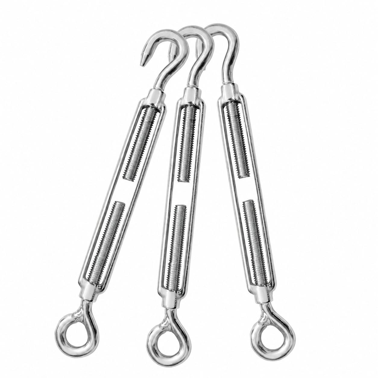 ITOPFOX  3 pcs M12 hook eye turnbuckle 304 stainless steel heavy duty wire rope tensioner for cable railing garden trellis marine rigging
