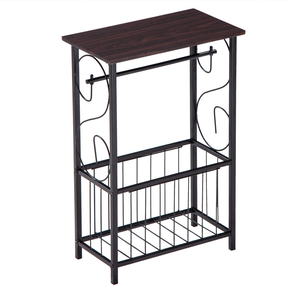 Winado 653355388189 8-Inches W x 21.3-Inches H Brown Wood Rectangular Modern End Table with Storage Assembly Required