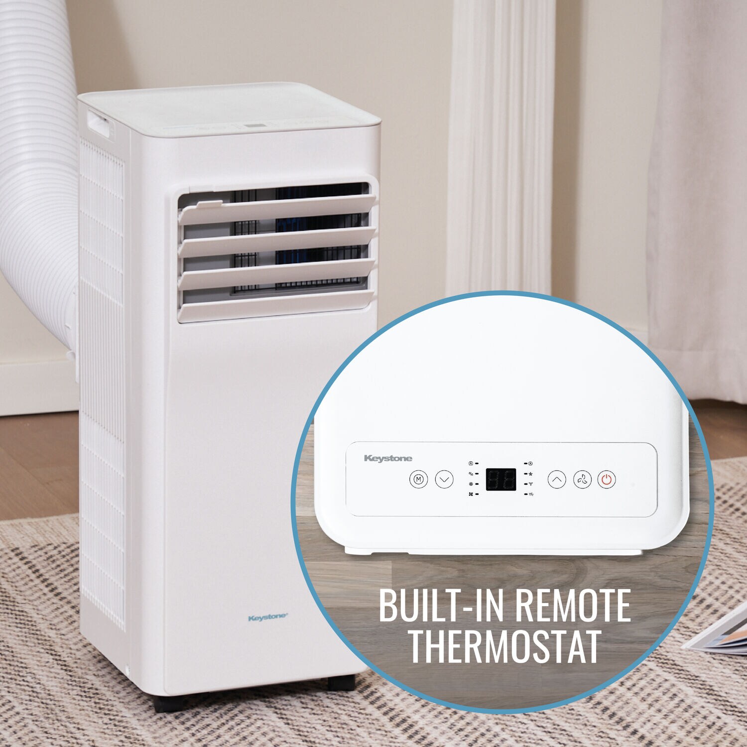Keystone White Portable Air Conditioner with Remote and Sleep Mode