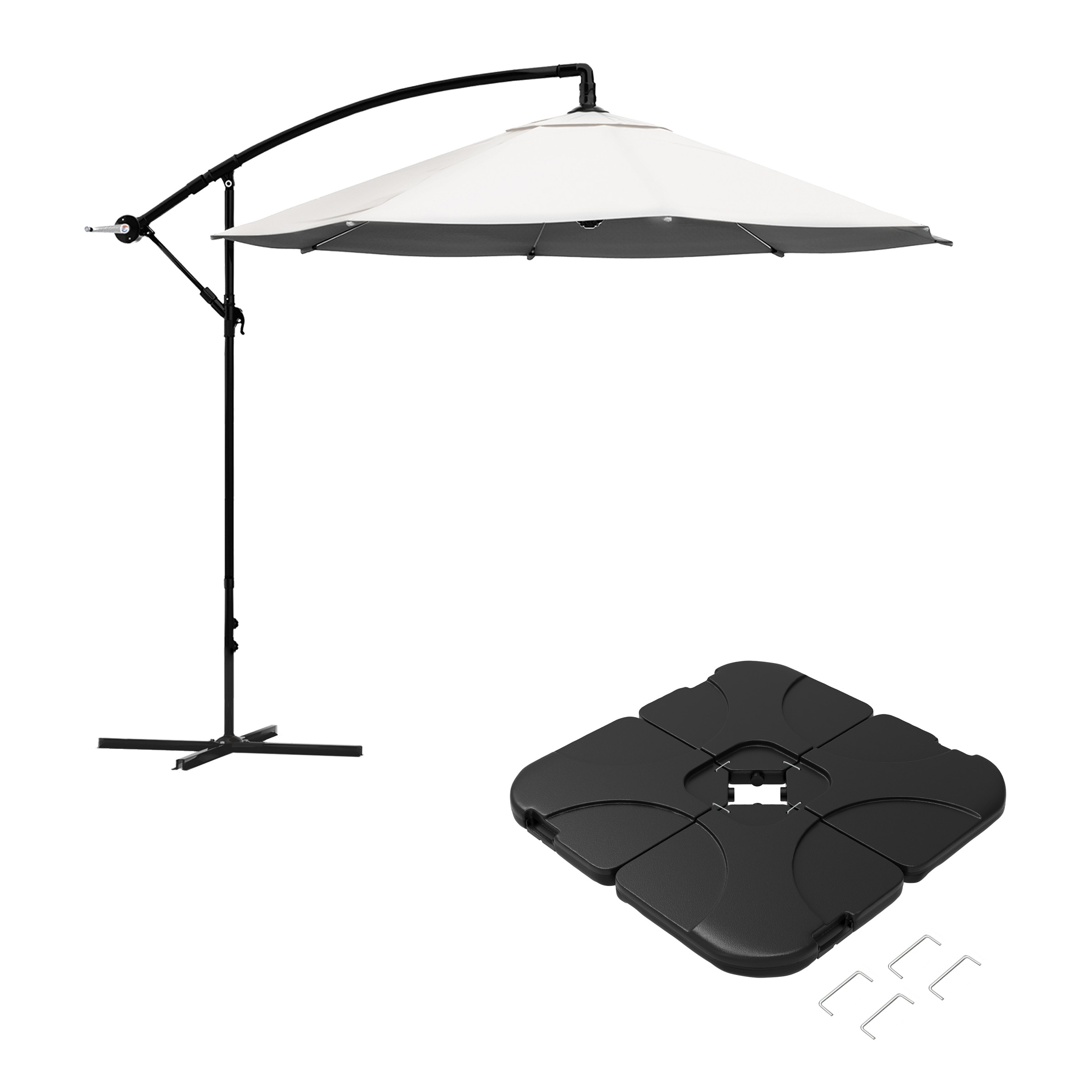 Pure Garden 50-102-TB 10-ft Steel Off-white No-tilt Cantilever Patio Umbrella with Base