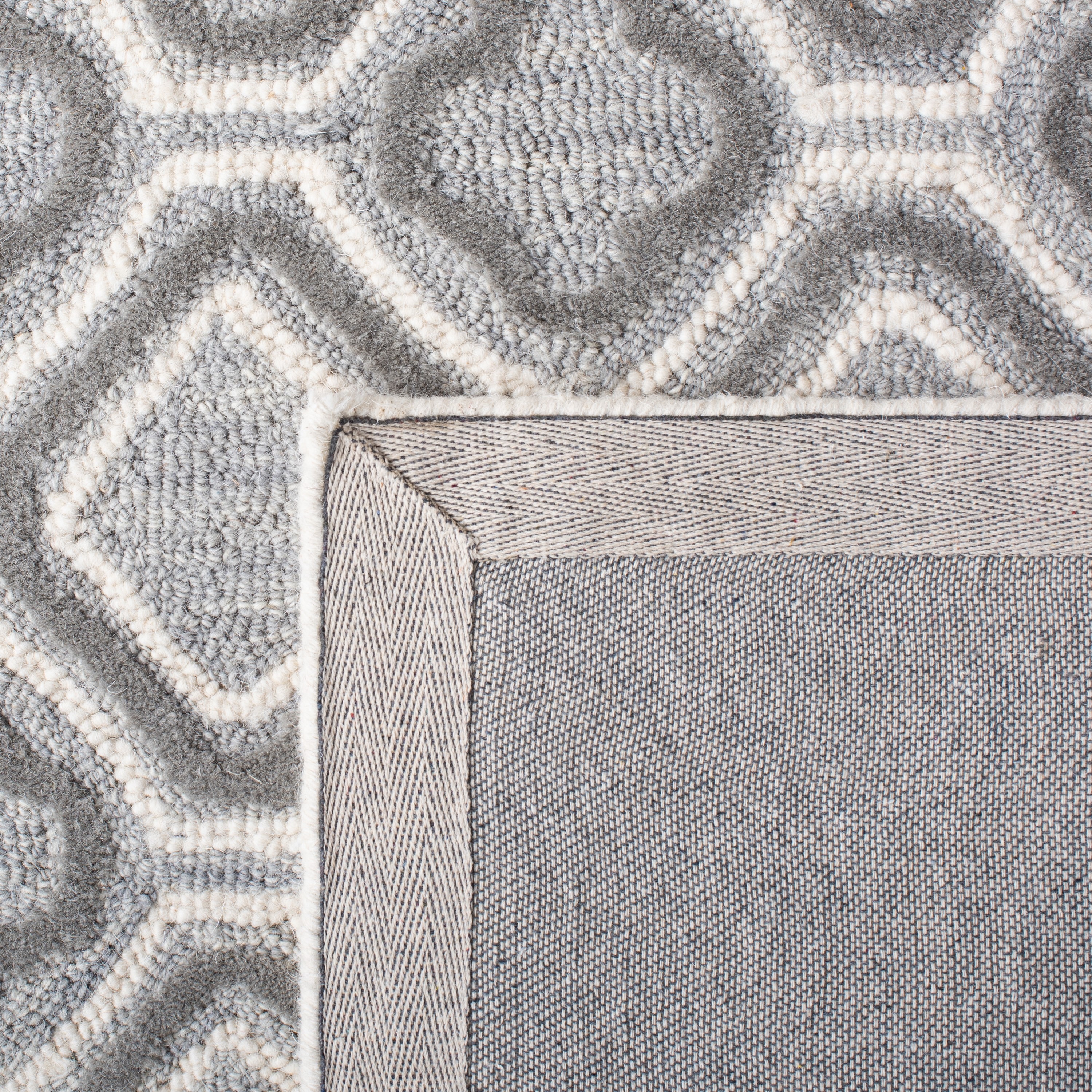Gray and Ivory Hand-Tufted Wool Geometric 8' x 10' Area Rug