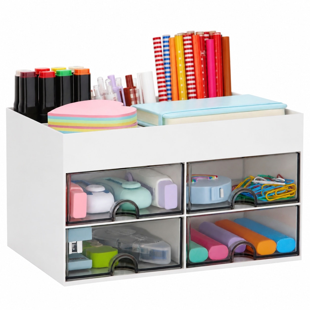 Lukvuzo White Desktop Organizer with 3 Drawers Desk Caddy Stationary ...