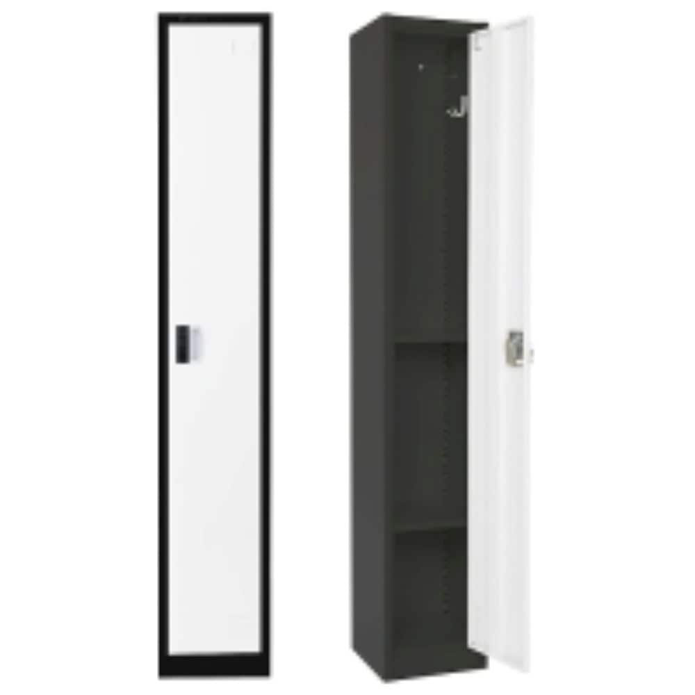 AdirOffice 12-in W x 72-in H x 12-in D White Black 1-Door Metal Full Storage Lockers with Digital Keypad Lock for Employees School Garage and Gym
