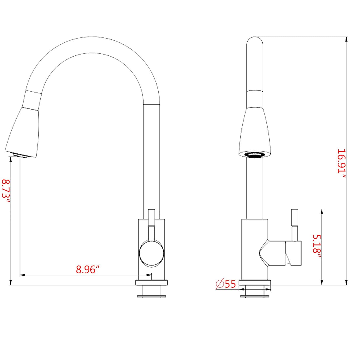 JUSHUA PQ-HI4WPV Kitchen-Faucets - View #3