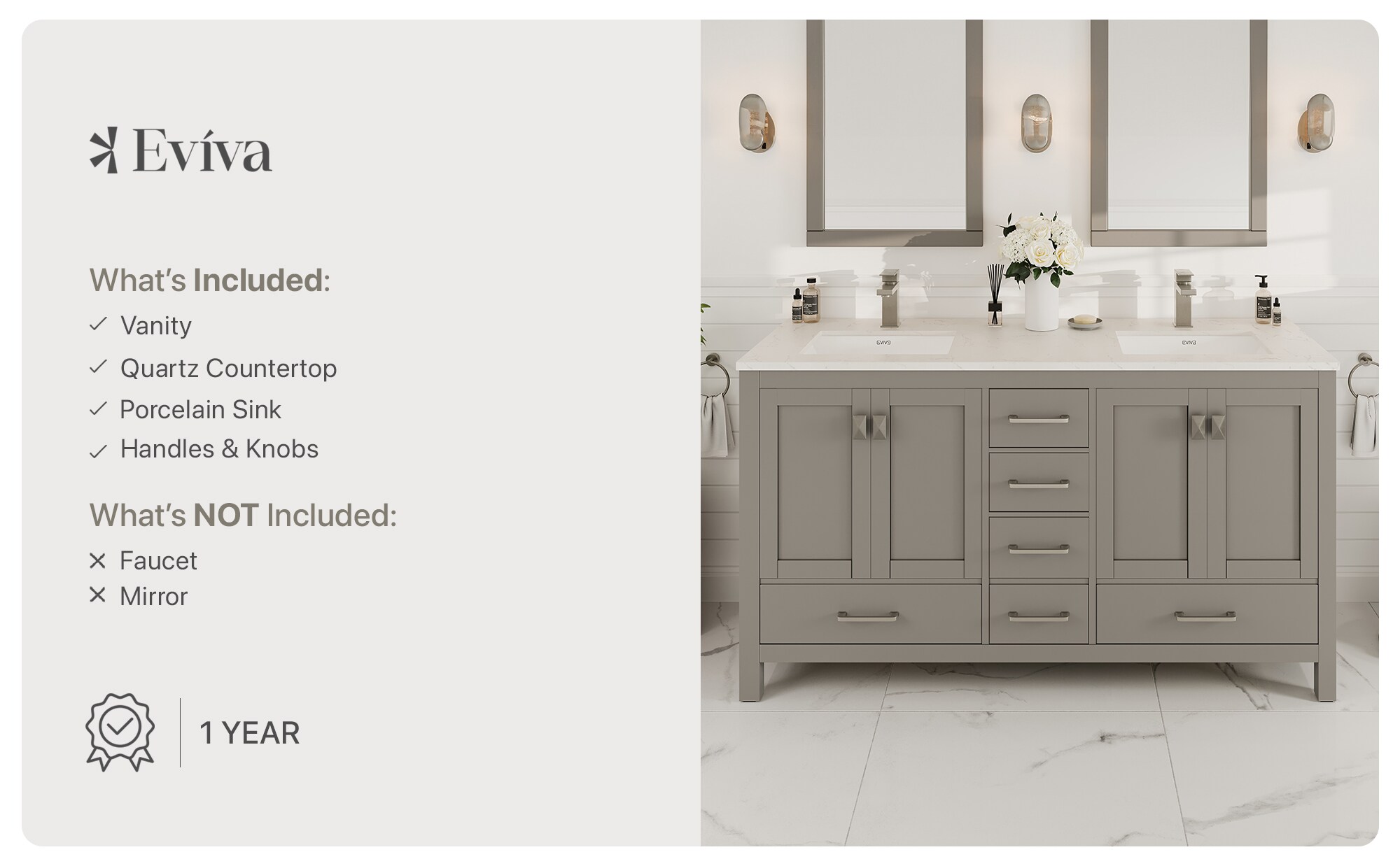 Eviva TVN414-60X18GR Bath-Vanity-Combo - View #9