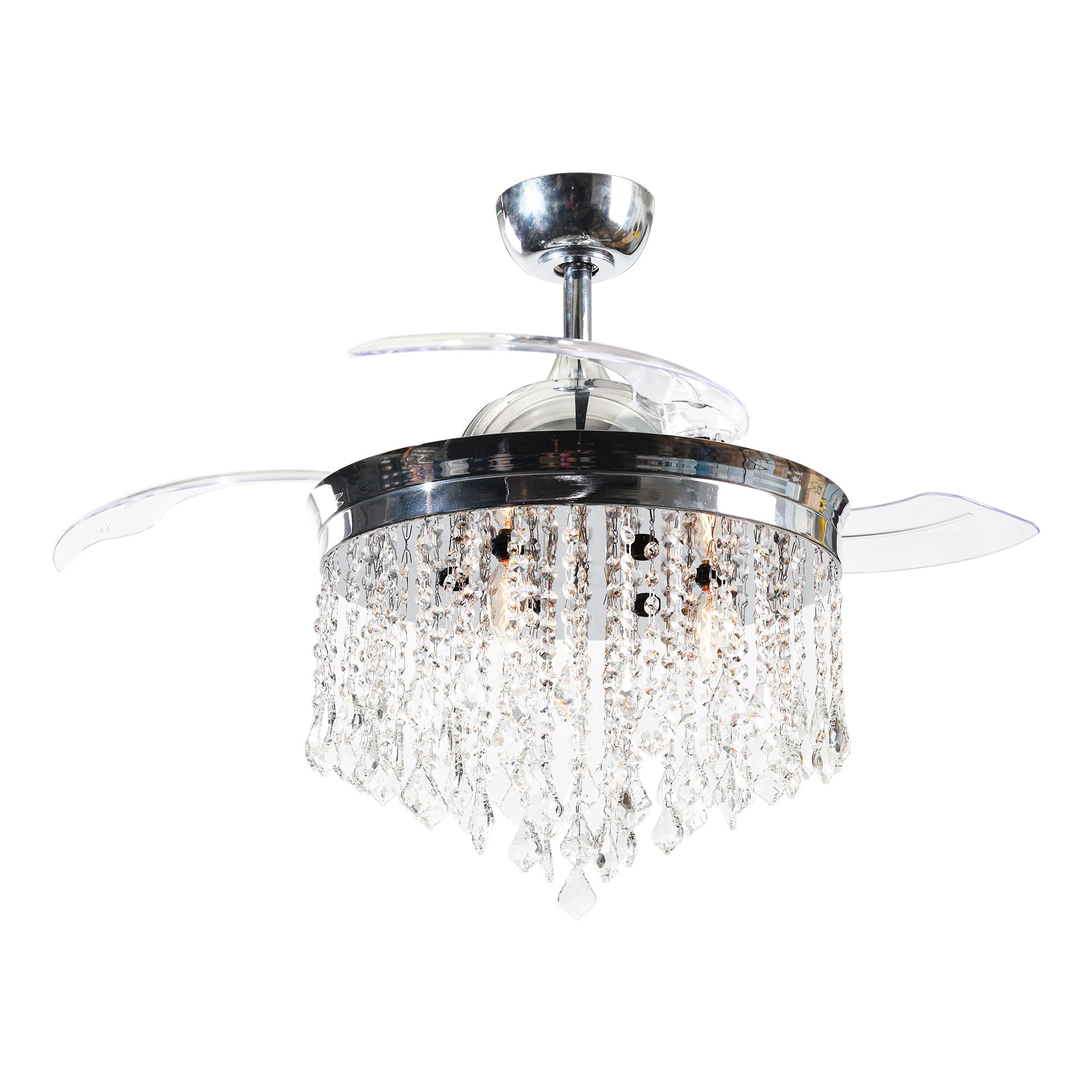 Mateo 42" Chrome Retractable Ceiling Fan Chandelier with Remote