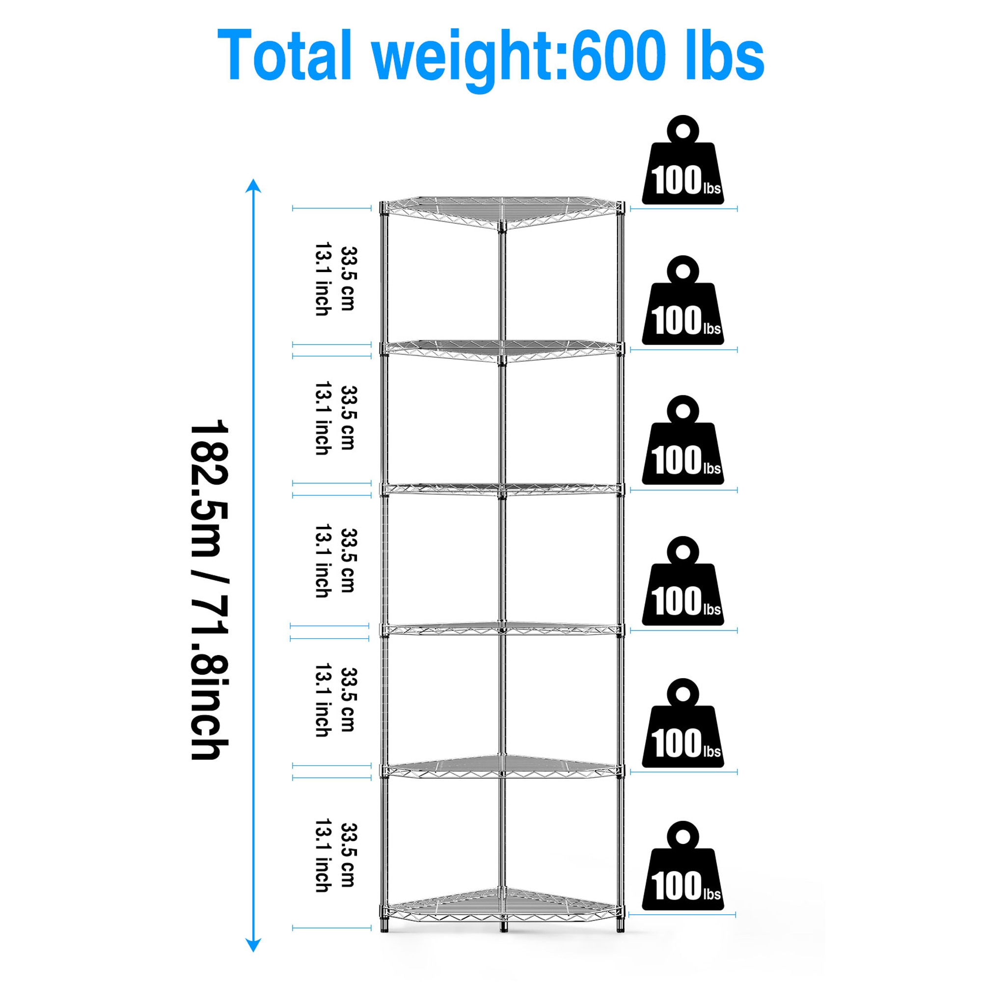 Gaierptone Metal Heavy Duty 6-Tier Utility Shelving Unit (20-in W x 20 ...