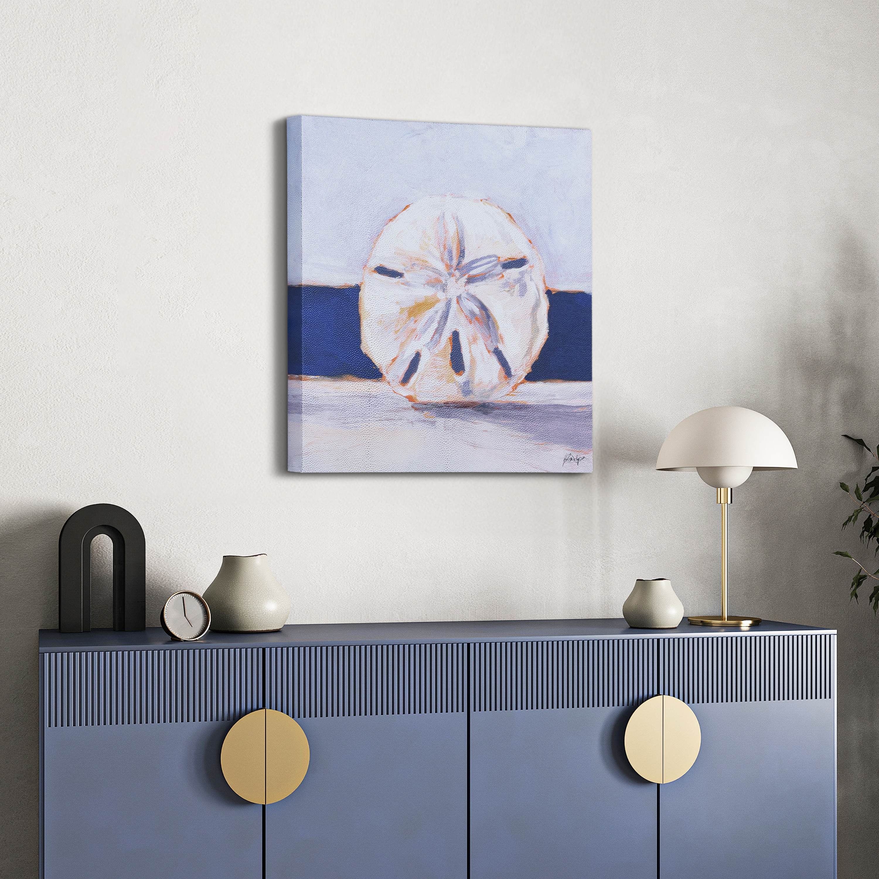 Coastal Serenity Silver Shagreen Wrapped Canvas Wall Art