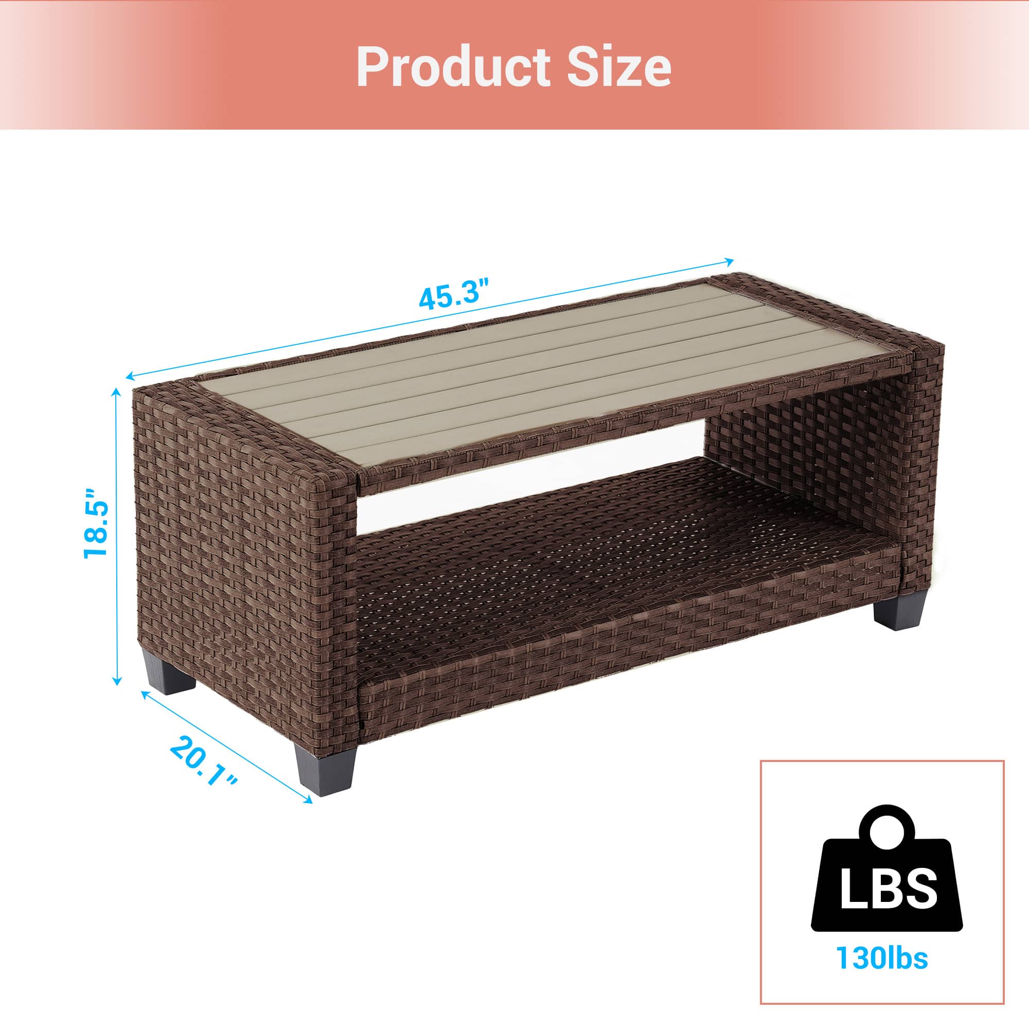Aok Garden LWP-ET-115T1-BN Patio-Tables - View #3