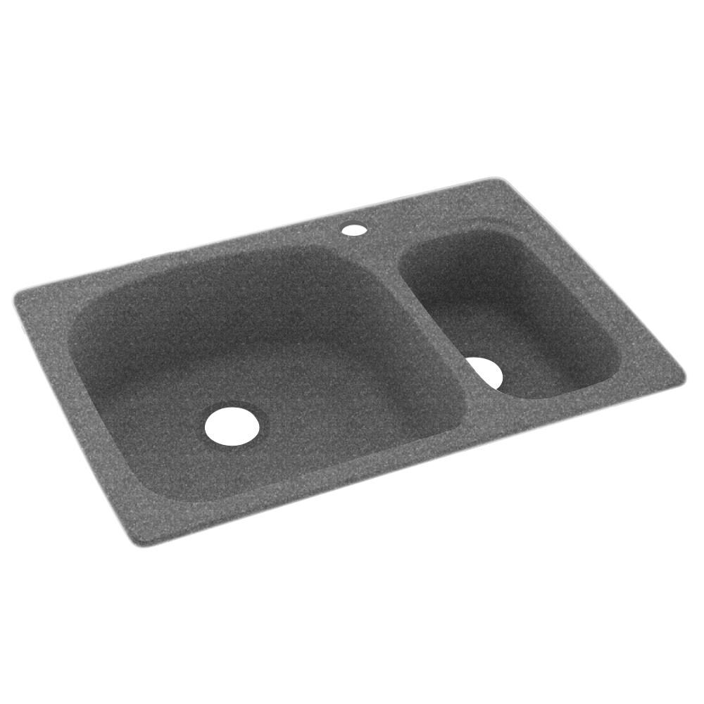 Swanstone KS03322LS.012 Dual-mount 33-Inches x 22-Inches Night Sky Composite Double offset bowl 1-Hole Kitchen Sink