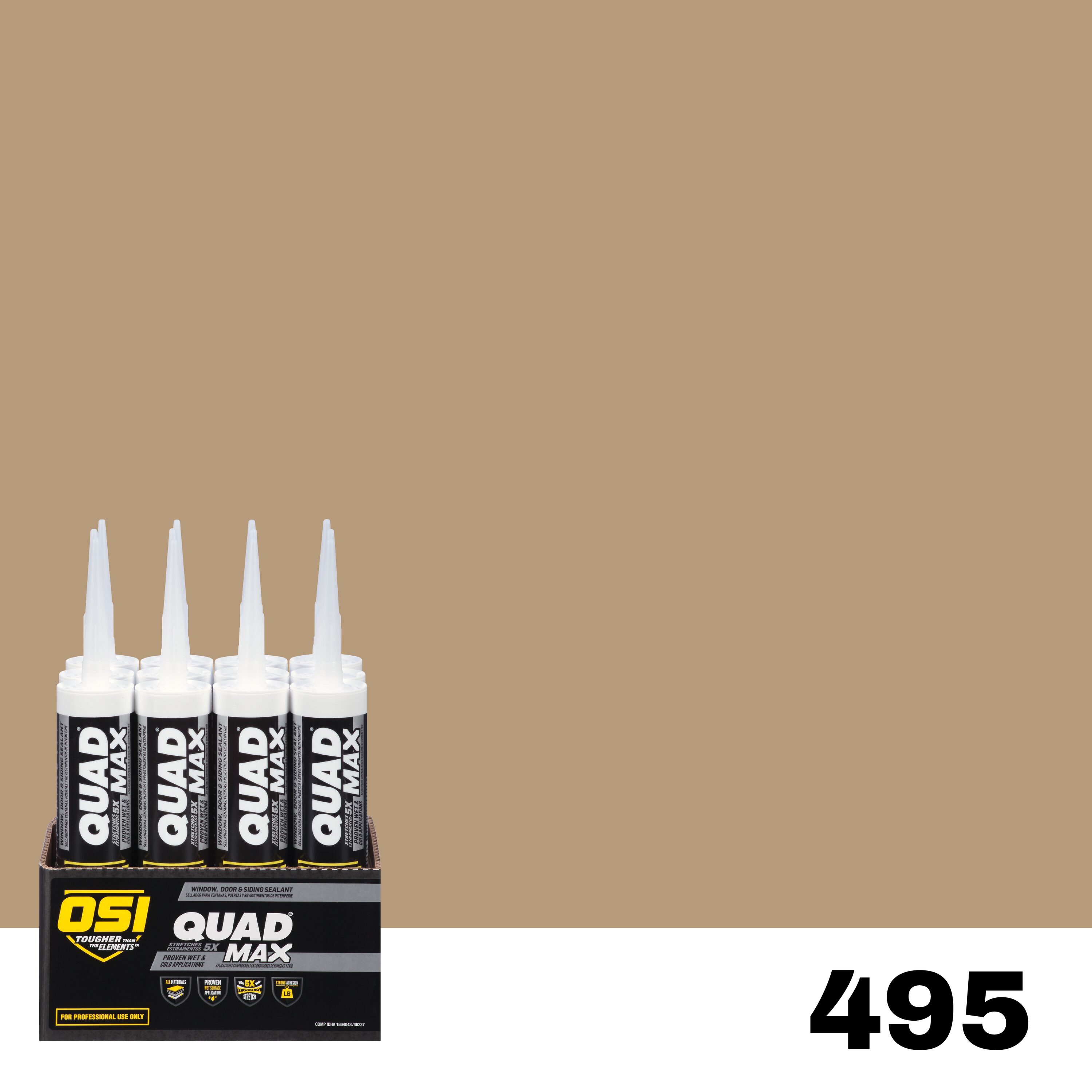 OSI 1869433 Quad Max 12 -Pack 9.5-oz Window door Beige 495 Unsanded Paintable Advanced Sealant Caulk