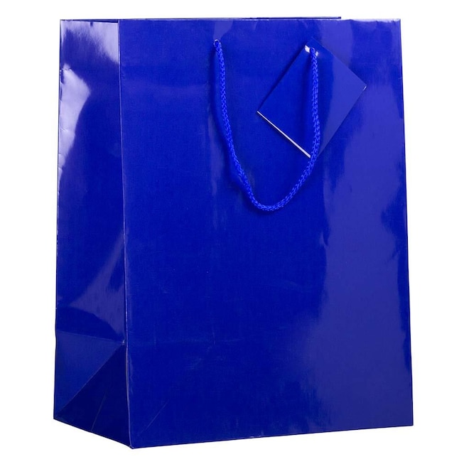 Blue Glossy Clear Colored Gift Bags 6 5/16 x 3 x 6 5/16 10 pack G66BL1