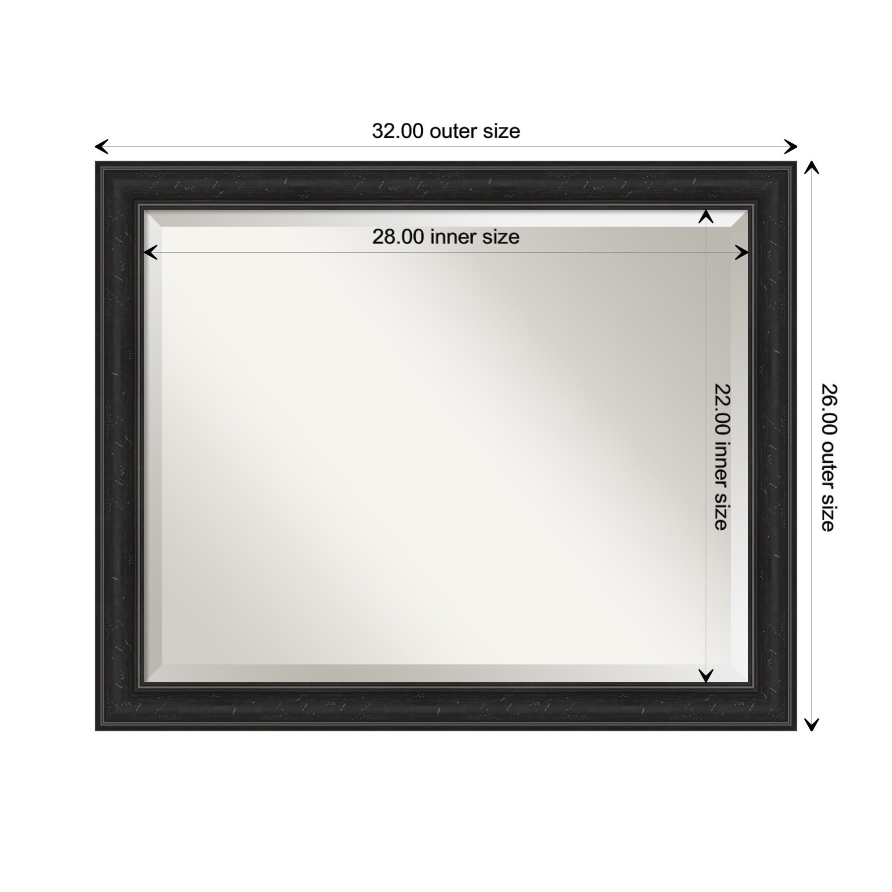 Shipwreck Black Narrow 32" x 26" Beveled Vanity Wall Mirror