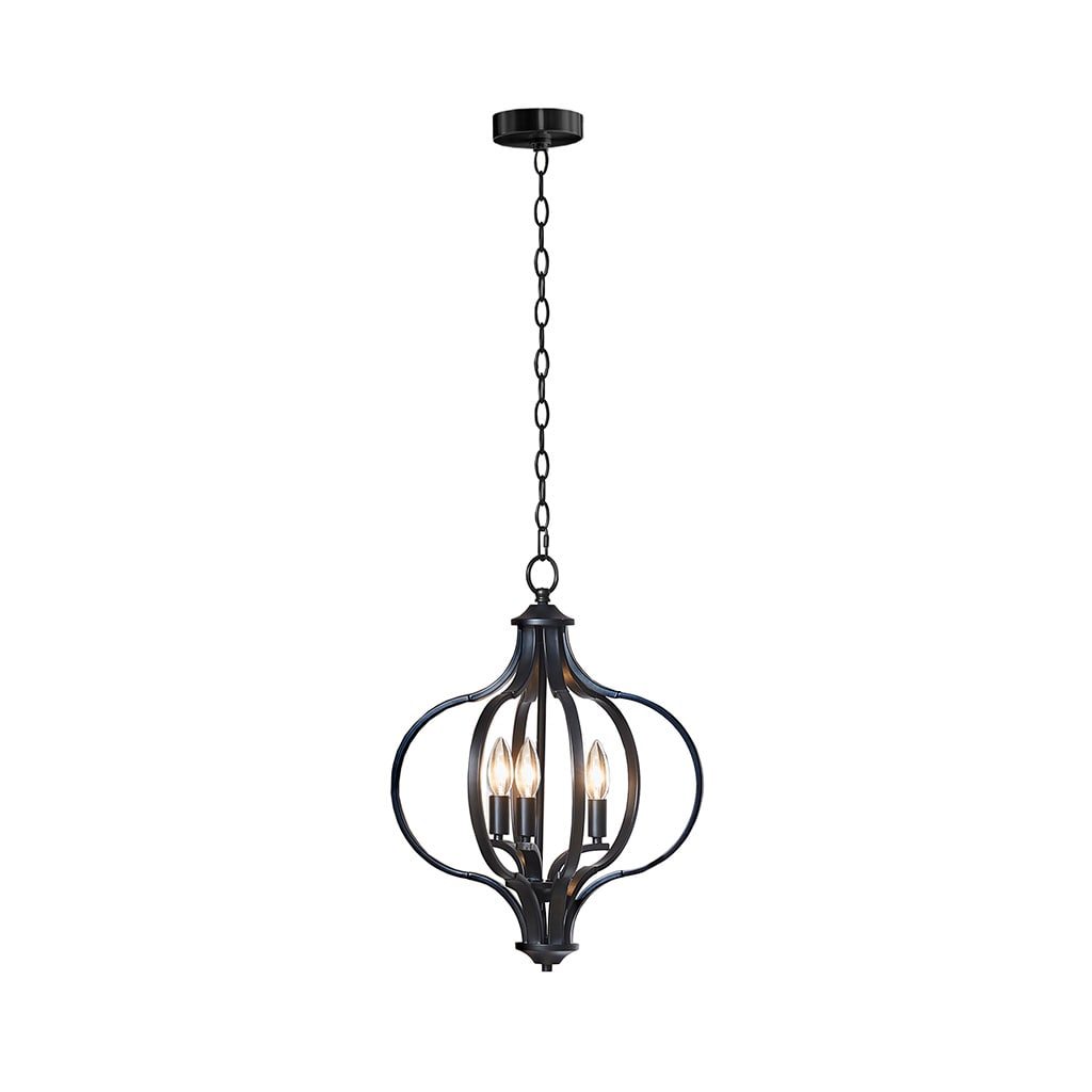 Nava Black Metal 3-Light Candle Chandelier with Adjustable Chain