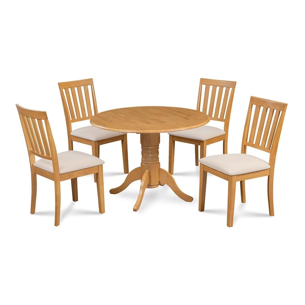 M&D Furniture Burlington Oak Mission/Shaker Dining Room Set with Round ...