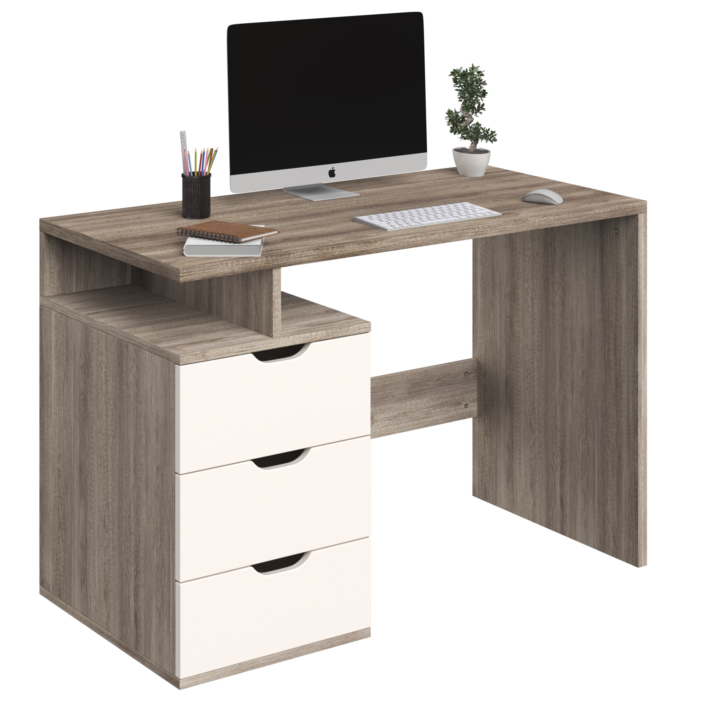 Lavish Home 80-DESK-WD-DL Desk with 3-Drawer File Cabinet 21.5-in Multiple colors/finishes Modern/Contemporary Computer desk