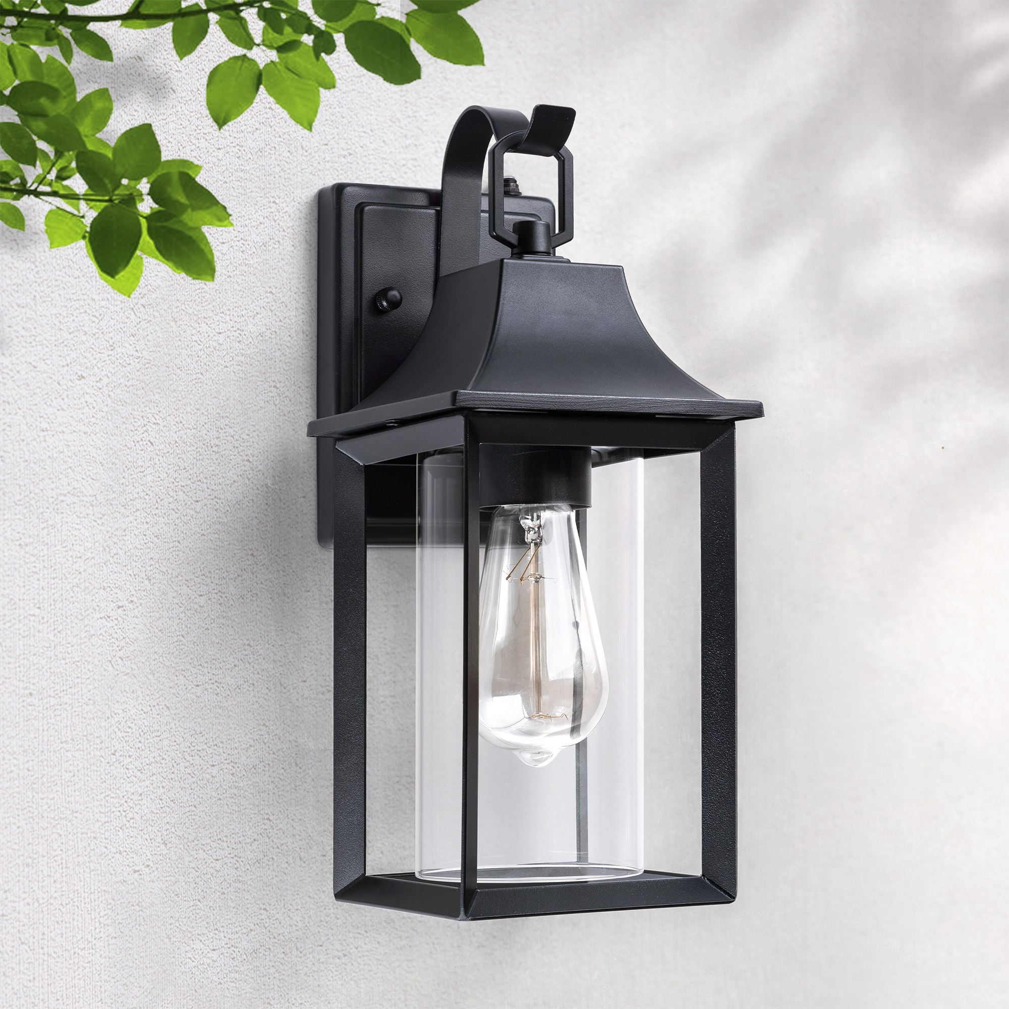 Maxax 7038-1BK 1 -Light 14-in H Matte Black Hardwired Dusk to Dawn Outdoor Wall Light