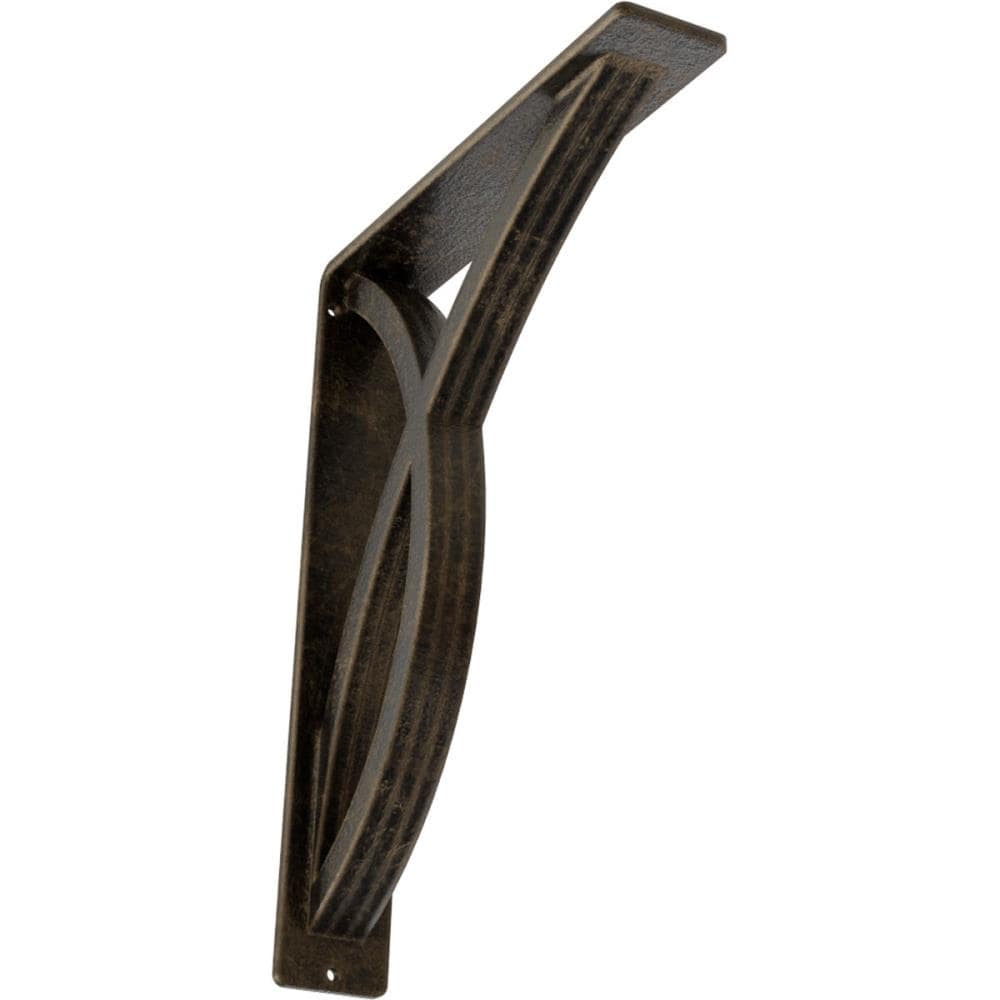 Ekena Millwork BKTM02X10X12TMIAPG Miller 10-in x 2-in x 12-in Antique gold Wrought iron Mounting bracket