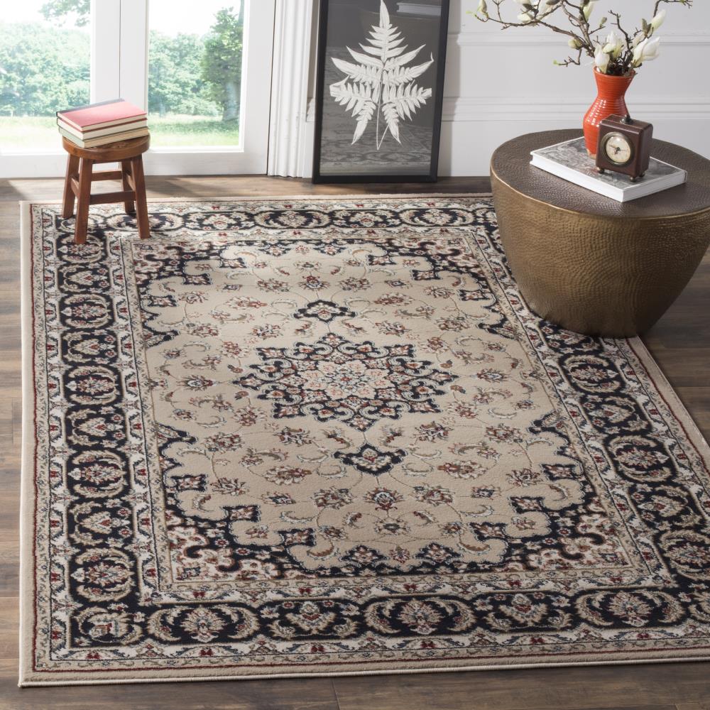 Lyndhurst 6' x 9' Cream and Anthracite Synthetic Area Rug