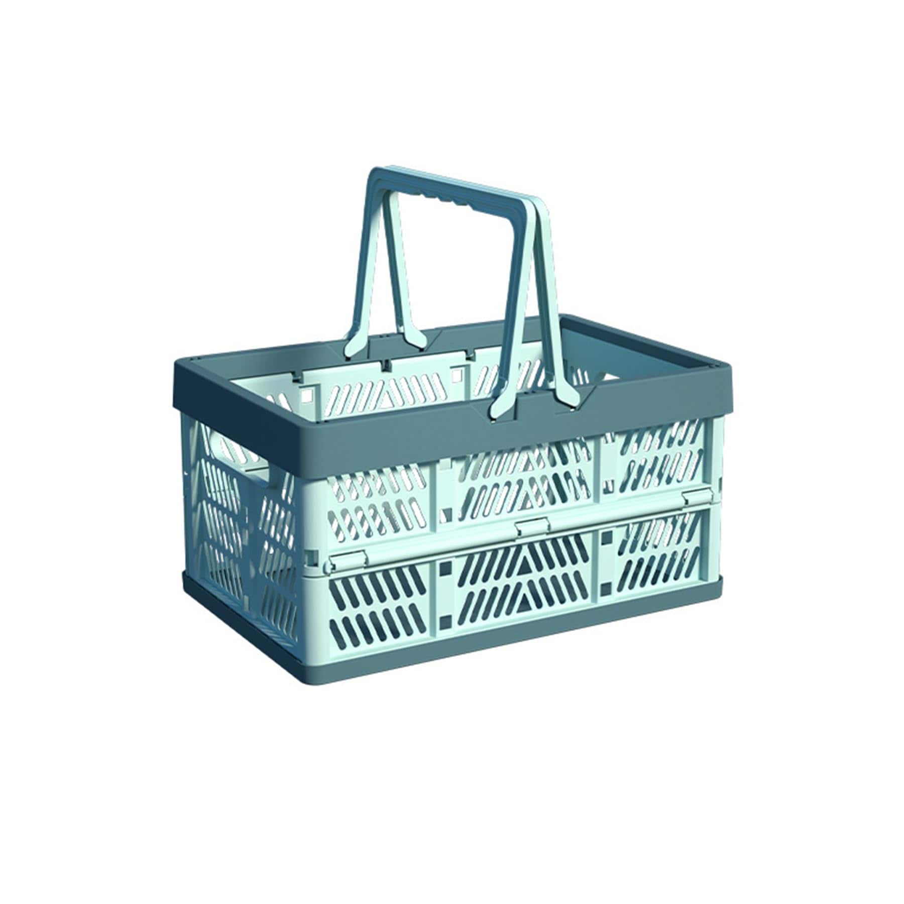 UUDULY  Collapsible Plastic Storage Crate 20L Folding Organizer Basket Stackable Bin with Handle Portable Space Saving for Camping Picnic Car