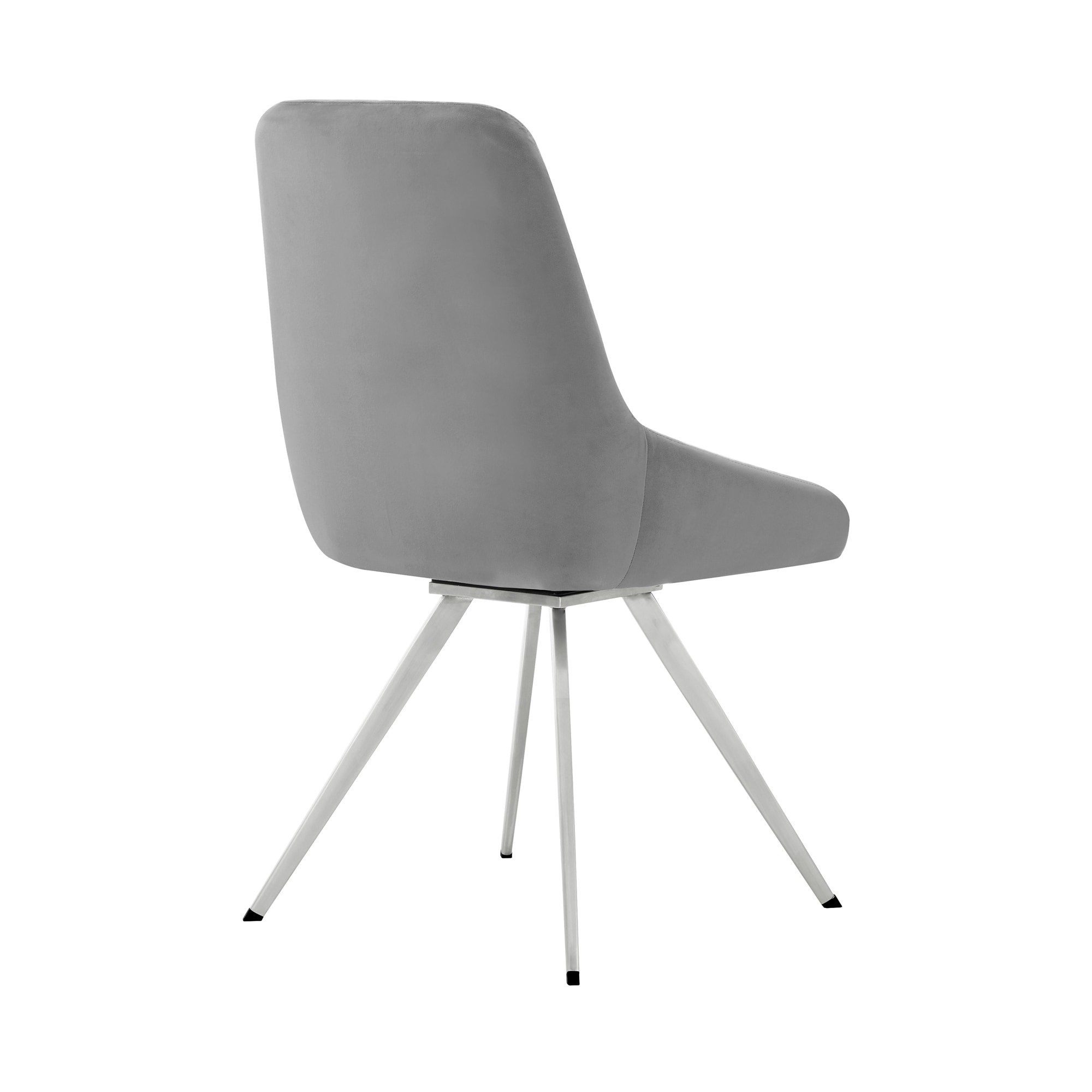 Contemporary Gray Velvet Upholstered Swivel Dining Chair
