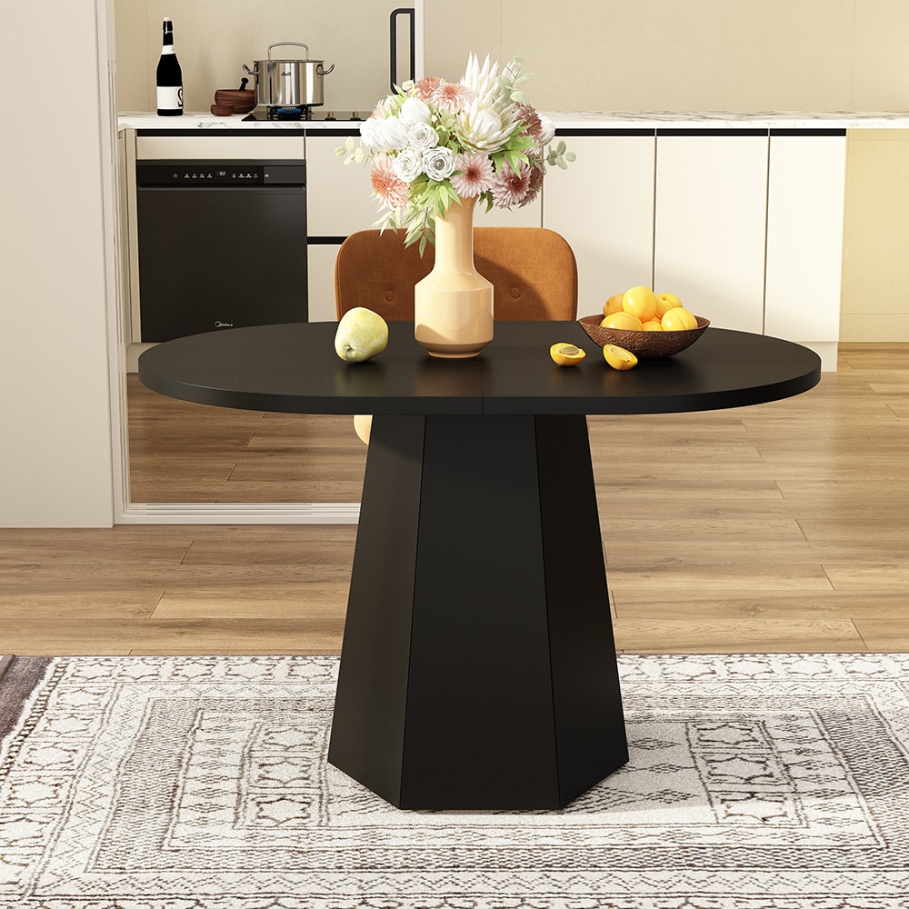 Homsee C-KF260134-01 Modern Black MDF Coffee Table with Rounded Corners and Scratch-Resistant Matte Finish