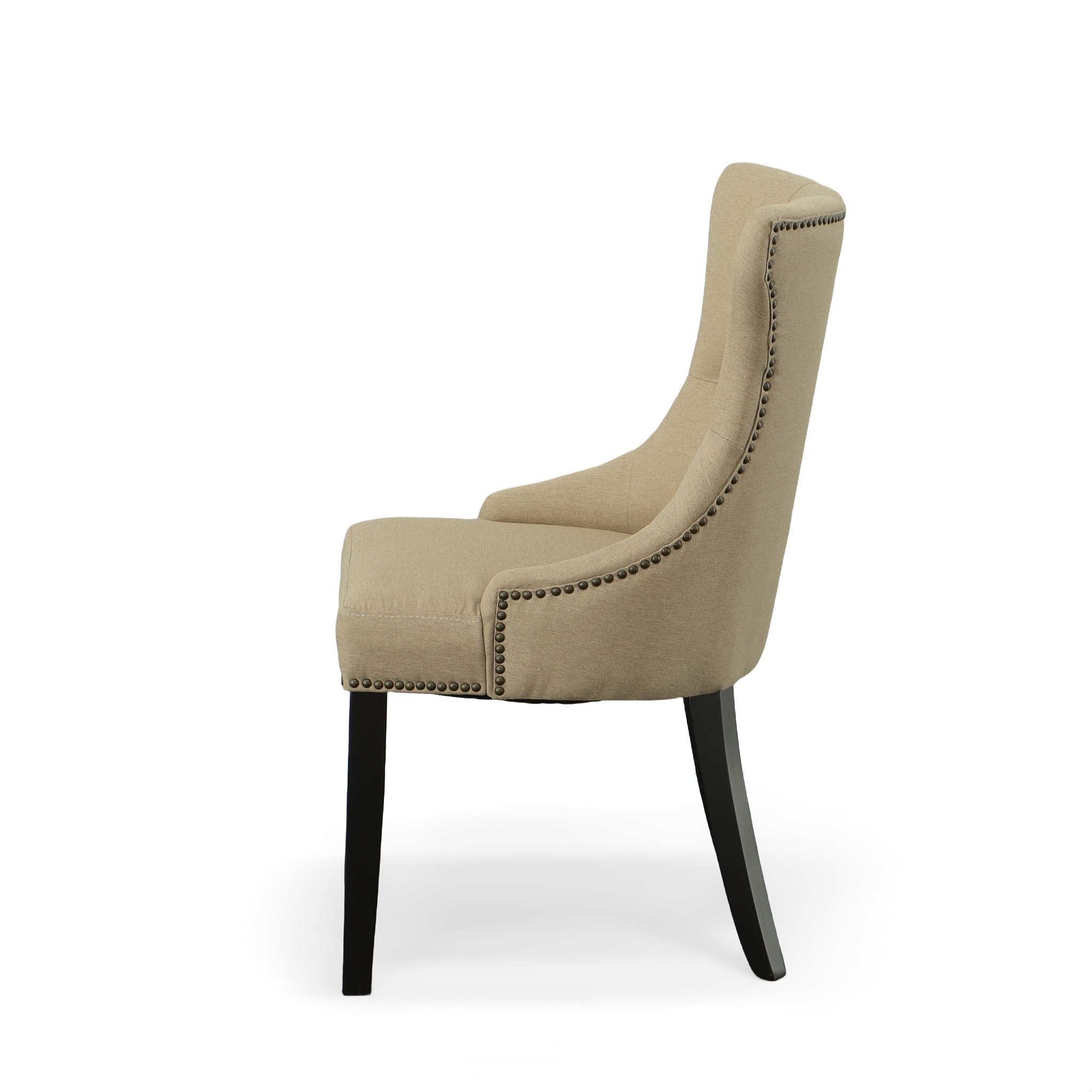 Julia Espresso Cream Linen High-Back Upholstered Side Chair