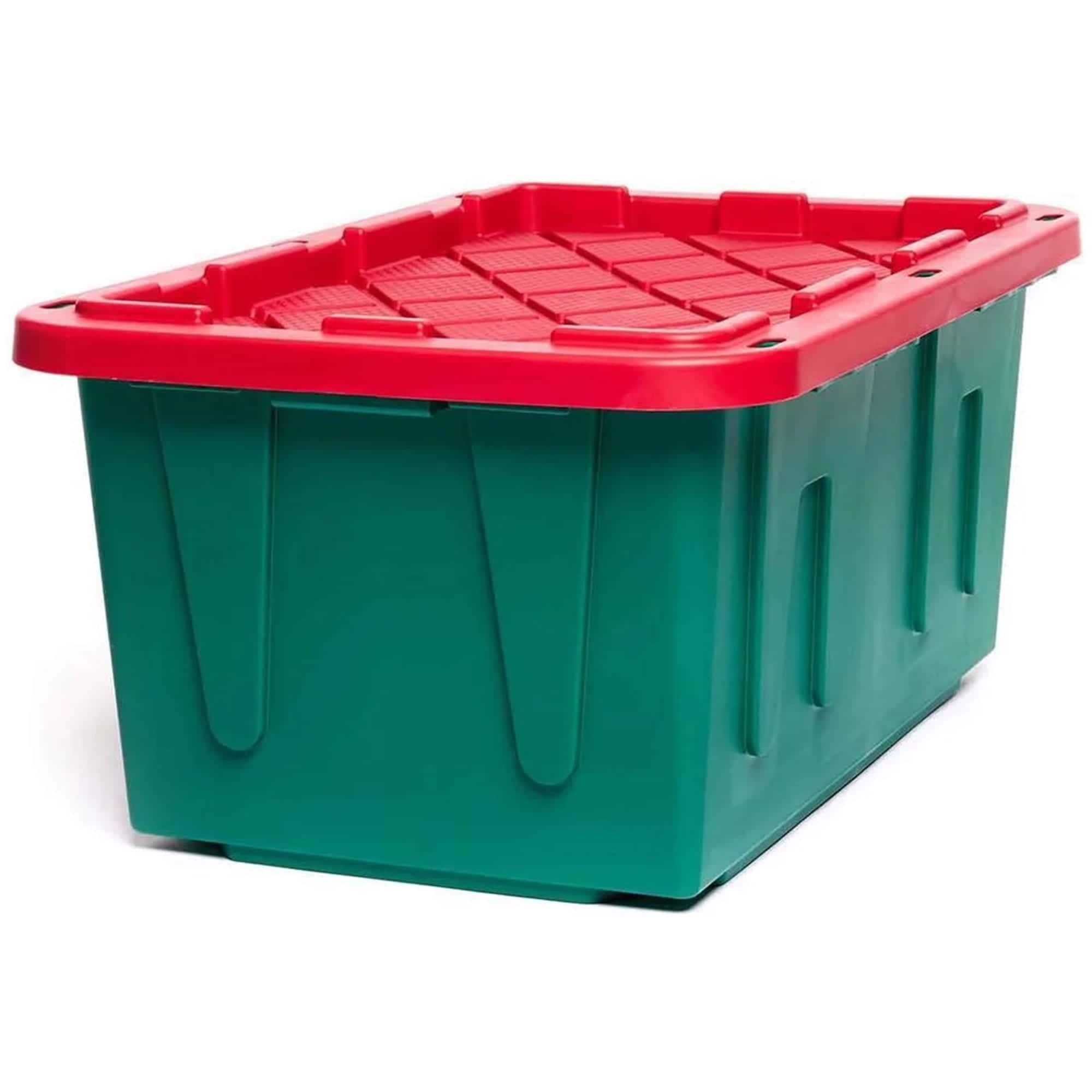Homz Products 314621 The HOMZ 27 Gallon Heavy Duty Storage Tote is perfect for organizing gear clothing and more. Durable with a snap fit lid secure handles and nesting for easy storage.